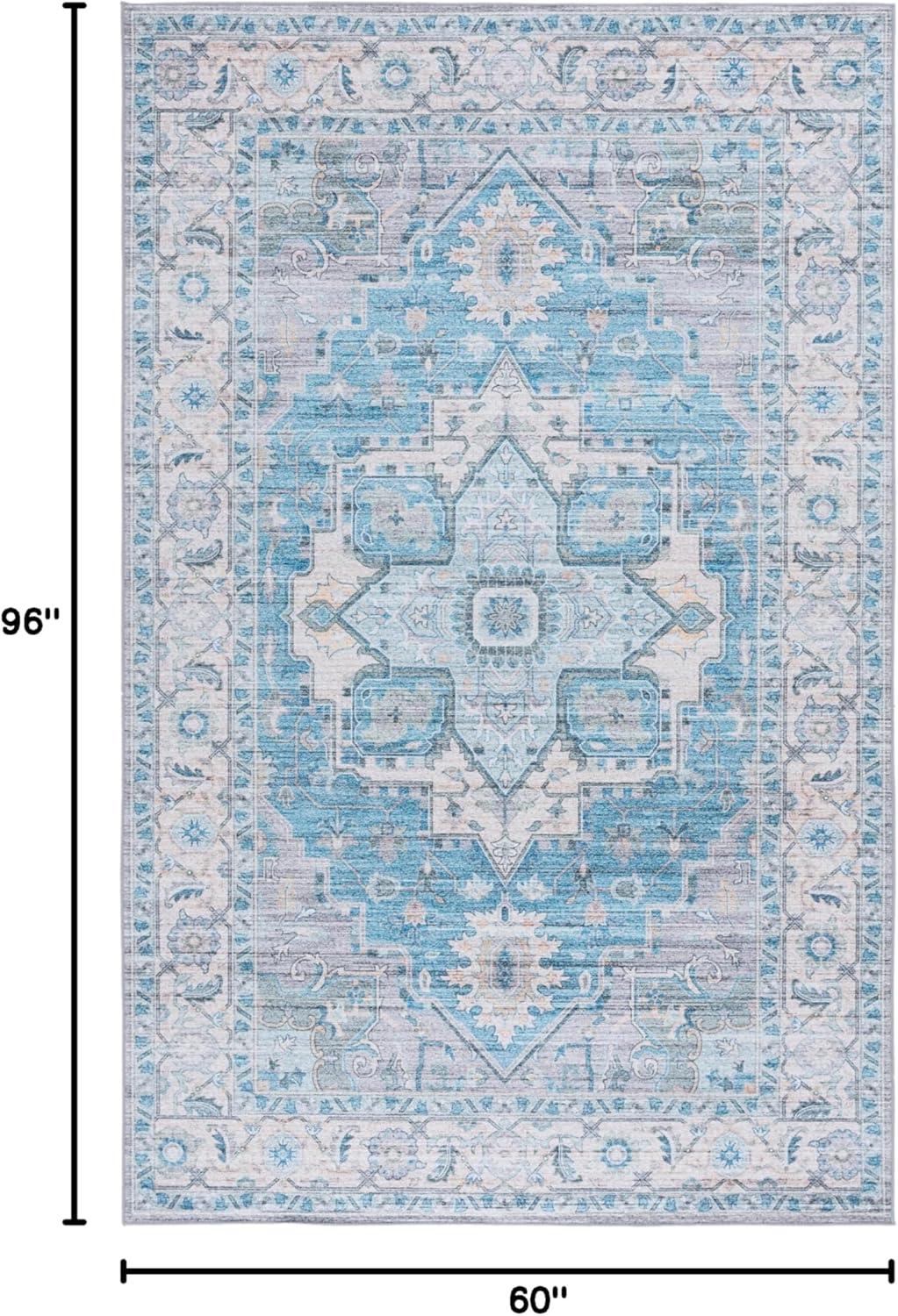 imageMartha Stewart x SAFAVIEH Machine Washable Area Rug Collection 5 x 8 Rust ampamp Blue Slip Resistant ampamp Easy Cleaning Ideal for Ideal for Living Room Bedroom Dining Space MSRW113QGreyTurquoise