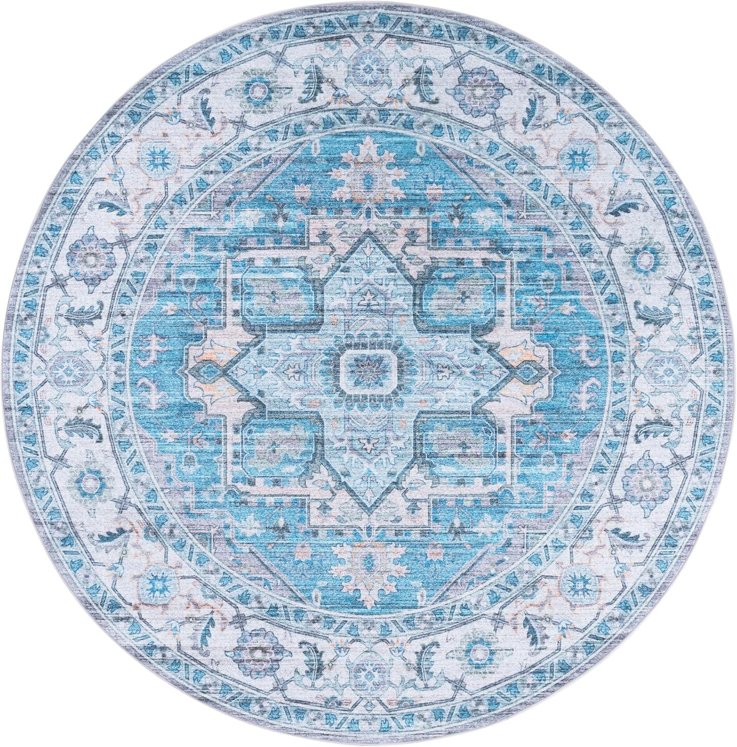 imageMartha Stewart x SAFAVIEH Machine Washable Area Rug Collection 5 x 8 Rust ampamp Blue Slip Resistant ampamp Easy Cleaning Ideal for Ideal for Living Room Bedroom Dining Space MSRW113QGreyTurquoise