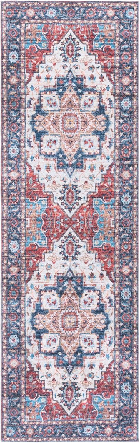 imageMartha Stewart x SAFAVIEH Machine Washable Area Rug Collection 5 x 8 Rust ampamp Blue Slip Resistant ampamp Easy Cleaning Ideal for Ideal for Living Room Bedroom Dining Space MSRW113QRustBlue