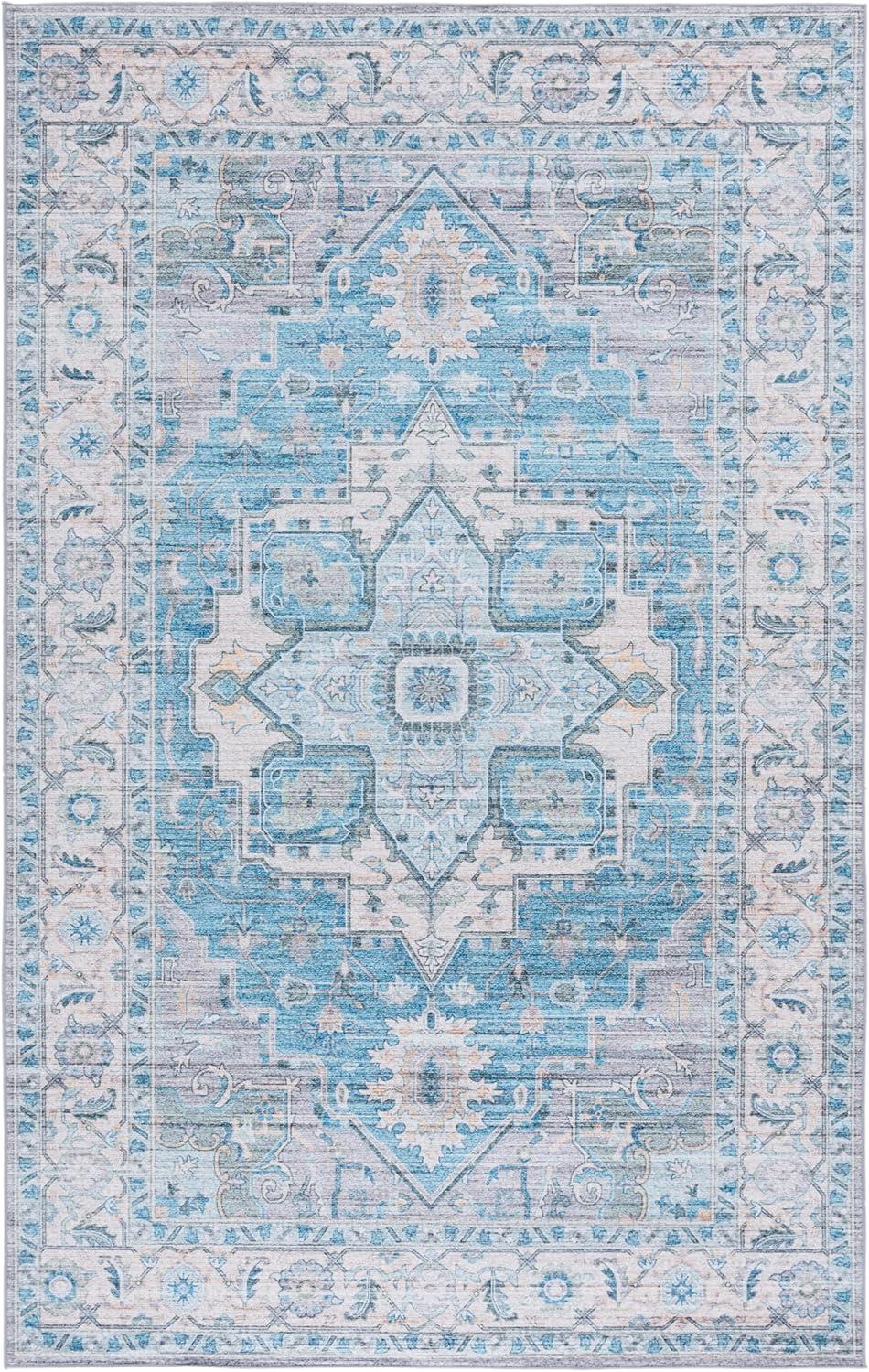 imageMartha Stewart x SAFAVIEH Machine Washable Area Rug Collection 5 x 8 Rust ampamp Blue Slip Resistant ampamp Easy Cleaning Ideal for Ideal for Living Room Bedroom Dining Space MSRW113QGreyTurquoise