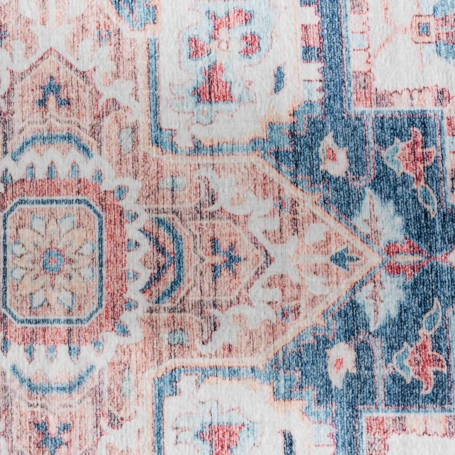 imageMartha Stewart x SAFAVIEH Machine Washable Area Rug Collection 5 x 8 Rust ampamp Blue Slip Resistant ampamp Easy Cleaning Ideal for Ideal for Living Room Bedroom Dining Space MSRW113QRustBlue