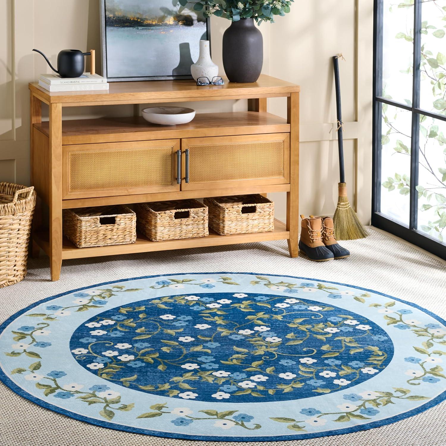 imageMartha Stewart x SAFAVIEH Machine Washable Area Rug Collection 5 x 8 Rust ampamp Gold Slip Resistant ampamp Easy Cleaning Ideal for Ideal for Living Room Bedroom Dining Space MSRW195QDark BlueLight Blue