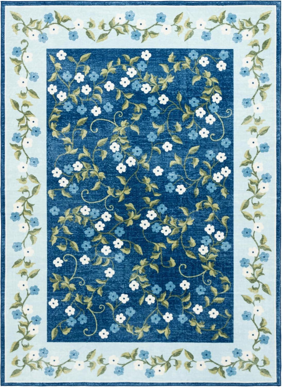 imageMartha Stewart x SAFAVIEH Machine Washable Area Rug Collection 5 x 8 Rust ampamp Gold Slip Resistant ampamp Easy Cleaning Ideal for Ideal for Living Room Bedroom Dining Space MSRW195QDark BlueLight Blue