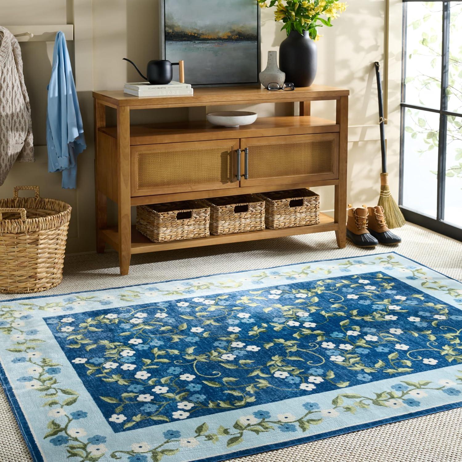 imageMartha Stewart x SAFAVIEH Machine Washable Area Rug Collection 5 x 8 Rust ampamp Gold Slip Resistant ampamp Easy Cleaning Ideal for Ideal for Living Room Bedroom Dining Space MSRW195QDark BlueLight Blue