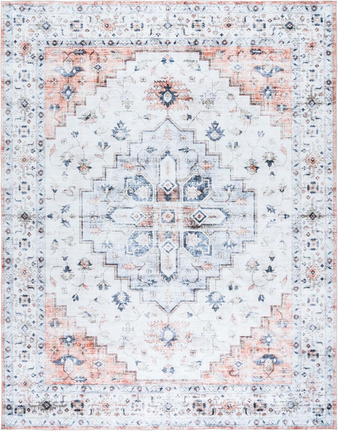 imageMartha Stewart x SAFAVIEH Machine Washable Area Rug Collection 5 x 8 Sage ampamp Light Rust Slip Resistant ampamp Easy Cleaning Ideal for Ideal for Living Room Bedroom Dining Space MSRW109WSageLight Rust