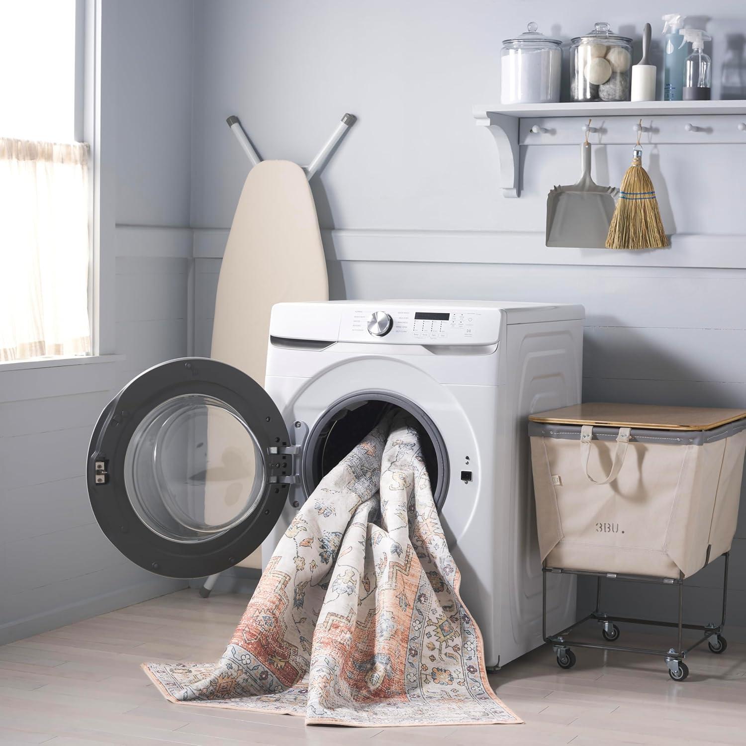 imageMartha Stewart x SAFAVIEH Machine Washable Area Rug Collection 5 x 8 Sage ampamp Light Rust Slip Resistant ampamp Easy Cleaning Ideal for Ideal for Living Room Bedroom Dining Space MSRW109WSageLight Rust