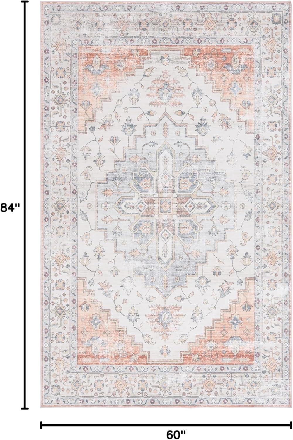 imageMartha Stewart x SAFAVIEH Machine Washable Area Rug Collection 5 x 8 Sage ampamp Light Rust Slip Resistant ampamp Easy Cleaning Ideal for Ideal for Living Room Bedroom Dining Space MSRW109WSageLight Rust