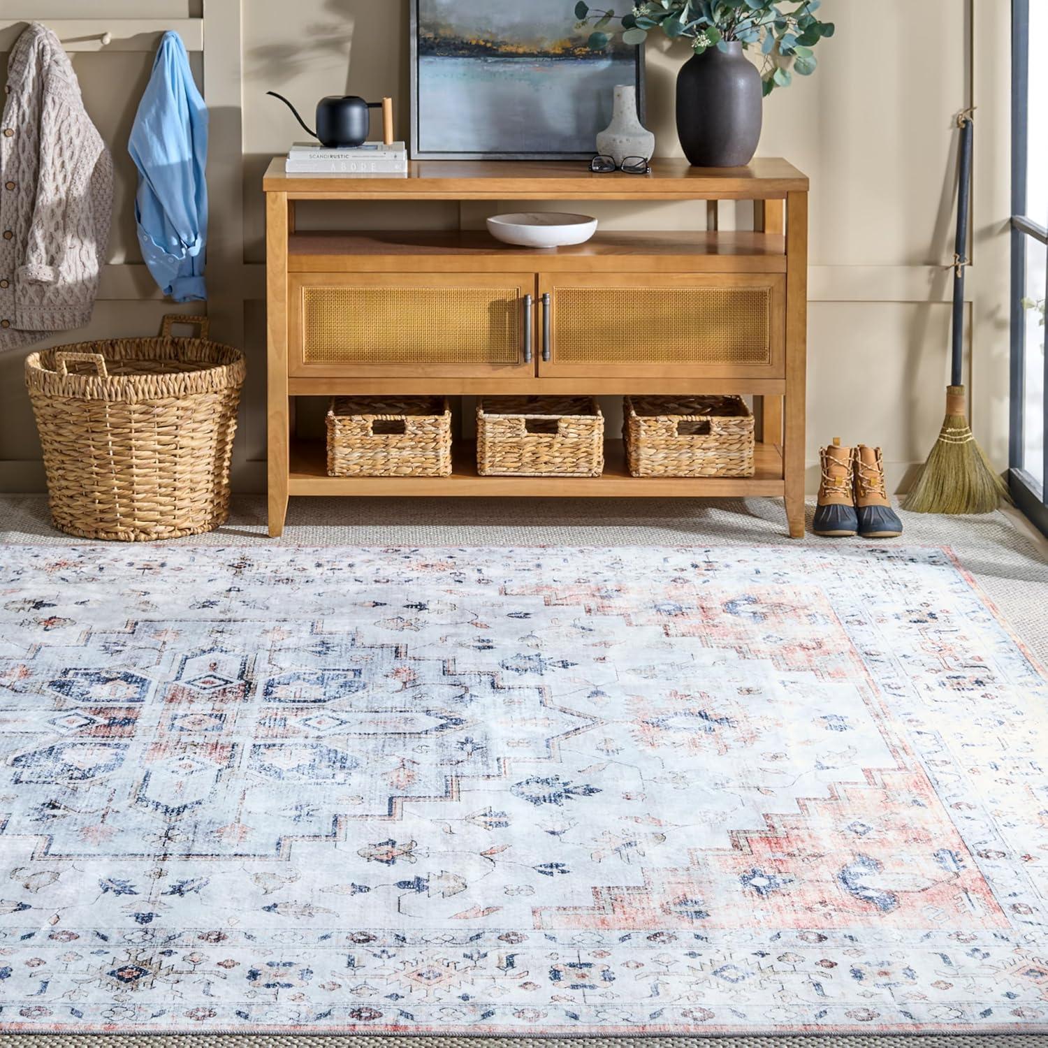 imageMartha Stewart x SAFAVIEH Machine Washable Area Rug Collection 5 x 8 Sage ampamp Light Rust Slip Resistant ampamp Easy Cleaning Ideal for Ideal for Living Room Bedroom Dining Space MSRW109WSageLight Rust