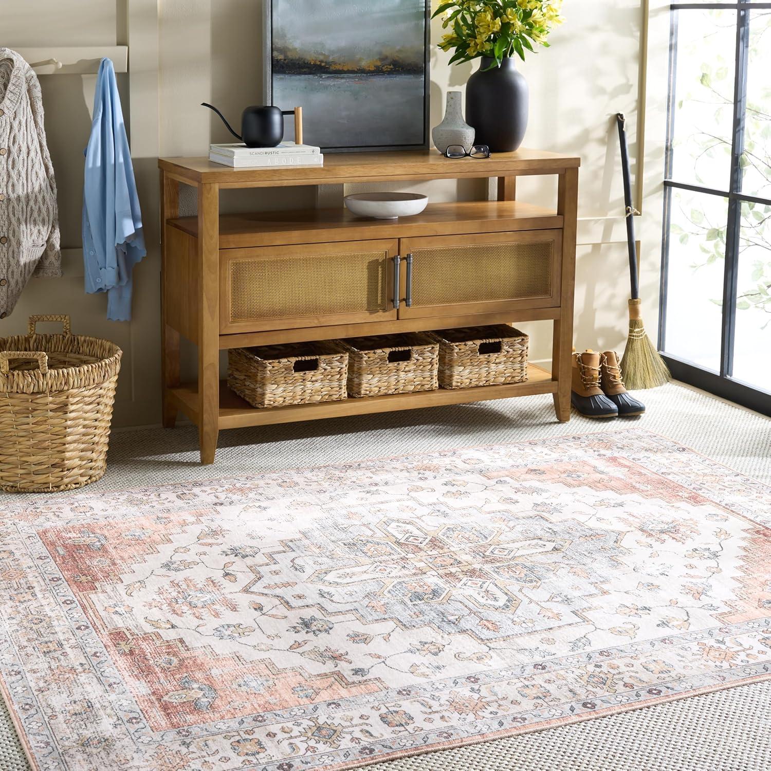 imageMartha Stewart x SAFAVIEH Machine Washable Area Rug Collection 5 x 8 Sage ampamp Light Rust Slip Resistant ampamp Easy Cleaning Ideal for Ideal for Living Room Bedroom Dining Space MSRW109WSageLight Rust