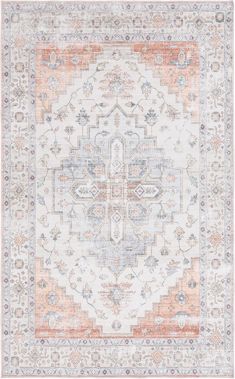 imageMartha Stewart x SAFAVIEH Machine Washable Area Rug Collection 5 x 8 Sage ampamp Light Rust Slip Resistant ampamp Easy Cleaning Ideal for Ideal for Living Room Bedroom Dining Space MSRW109WSageLight Rust