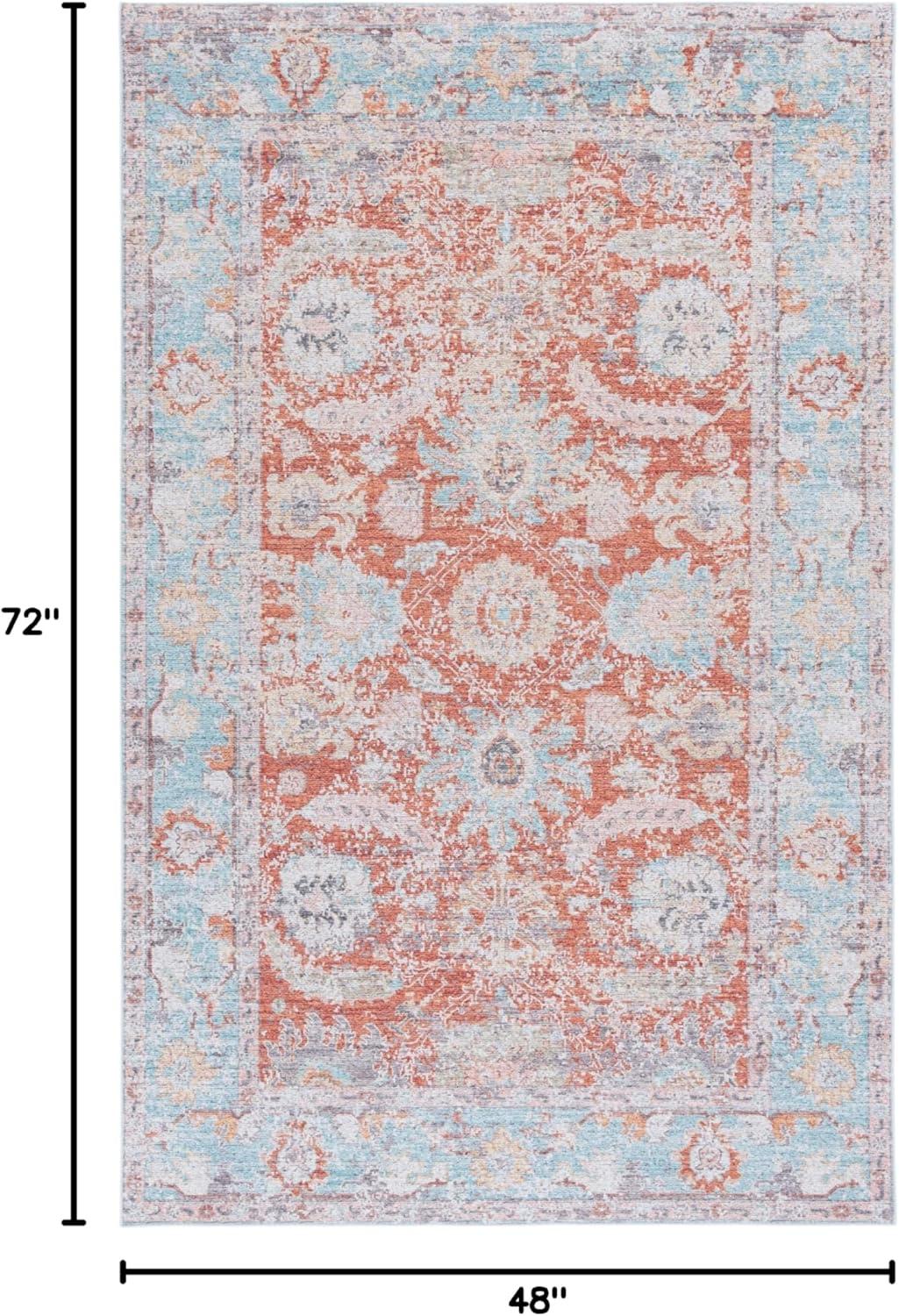 imageMartha Stewart x SAFAVIEH Machine Washable Area Rug Collection 5 x 8 Turquoise ampamp Rust Slip Resistant ampamp Easy Cleaning Ideal for Ideal for Living Room Bedroom Dining Space MSRW108KTurquoiseRust