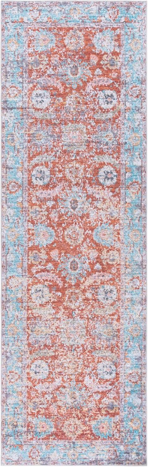 imageMartha Stewart x SAFAVIEH Machine Washable Area Rug Collection 5 x 8 Turquoise ampamp Rust Slip Resistant ampamp Easy Cleaning Ideal for Ideal for Living Room Bedroom Dining Space MSRW108KTurquoiseRust