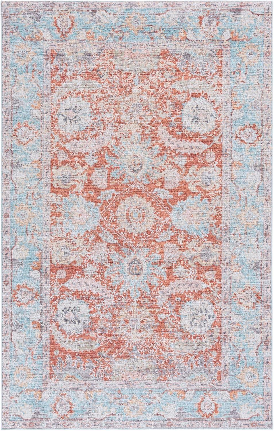 imageMartha Stewart x SAFAVIEH Machine Washable Area Rug Collection 5 x 8 Turquoise ampamp Rust Slip Resistant ampamp Easy Cleaning Ideal for Ideal for Living Room Bedroom Dining Space MSRW108KTurquoiseRust