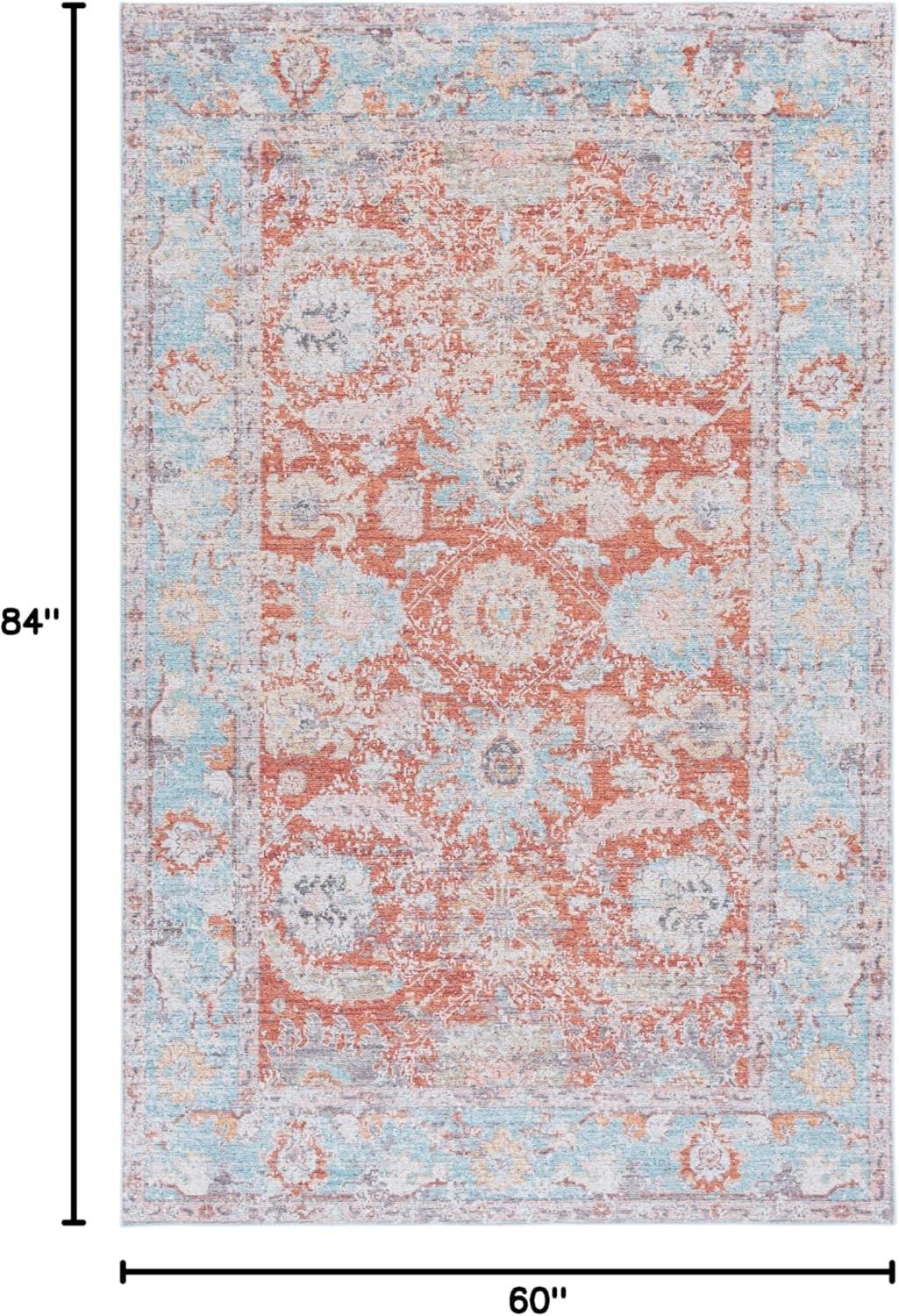 imageMartha Stewart x SAFAVIEH Machine Washable Area Rug Collection 5 x 8 Turquoise ampamp Rust Slip Resistant ampamp Easy Cleaning Ideal for Ideal for Living Room Bedroom Dining Space MSRW108KTurquoiseRust
