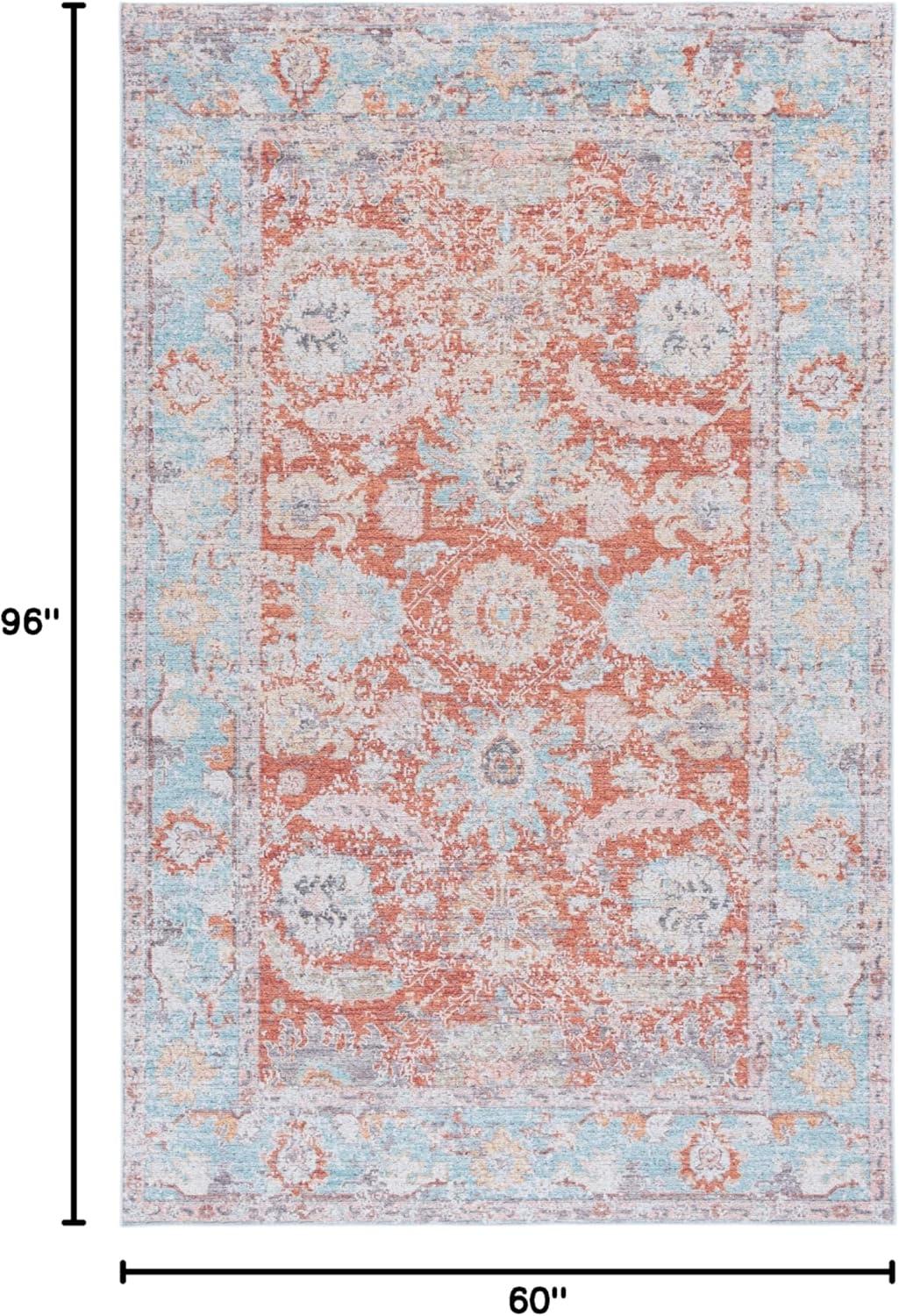 imageMartha Stewart x SAFAVIEH Machine Washable Area Rug Collection 5 x 8 Turquoise ampamp Rust Slip Resistant ampamp Easy Cleaning Ideal for Ideal for Living Room Bedroom Dining Space MSRW108KTurquoiseRust