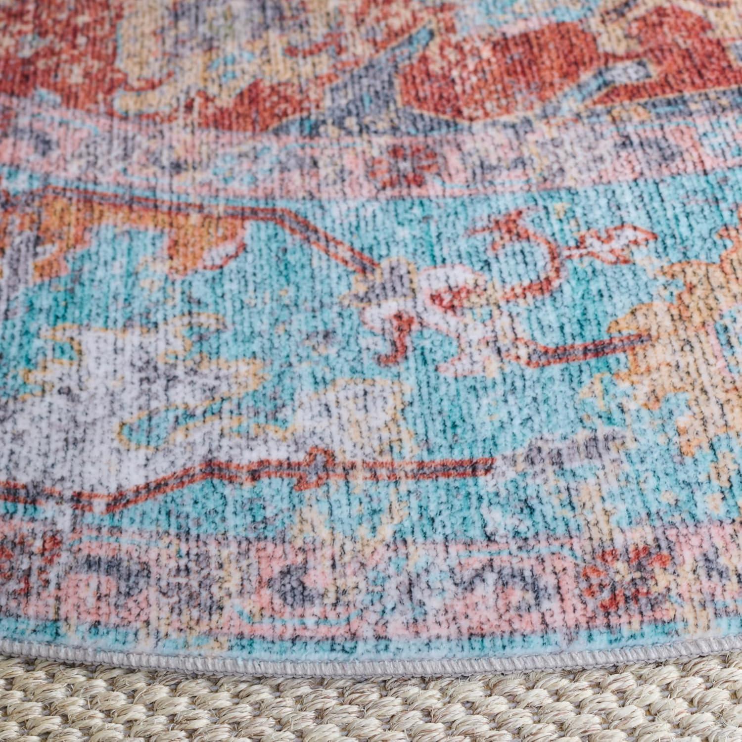 imageMartha Stewart x SAFAVIEH Machine Washable Area Rug Collection 5 x 8 Turquoise ampamp Rust Slip Resistant ampamp Easy Cleaning Ideal for Ideal for Living Room Bedroom Dining Space MSRW108KTurquoiseRust