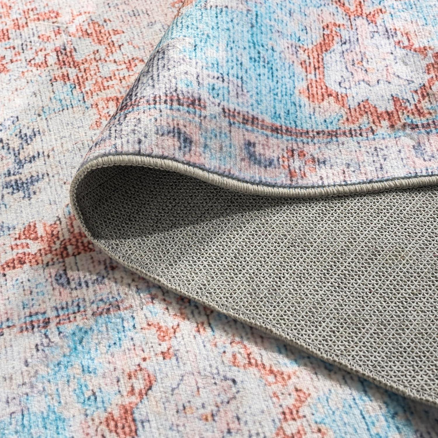 imageMartha Stewart x SAFAVIEH Machine Washable Area Rug Collection 5 x 8 Turquoise ampamp Rust Slip Resistant ampamp Easy Cleaning Ideal for Ideal for Living Room Bedroom Dining Space MSRW108KTurquoiseRust