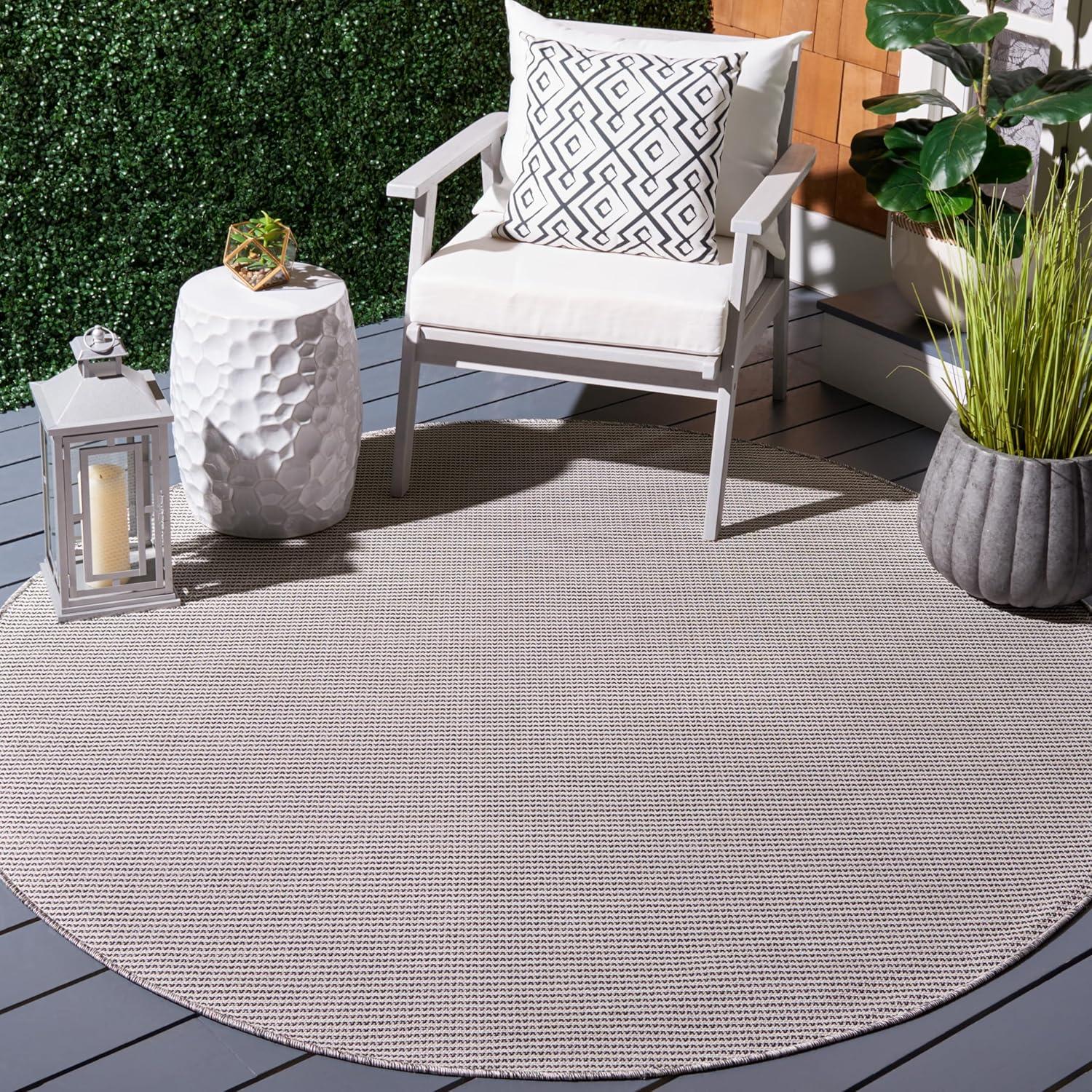 imageMartha Stewart x SAFAVIEH Outdoor Area Rug Collection 65quot Round Navy Weather Resistant ampamp Washable Ideal for Patio Backyard Mudroom Deck Dining Space MSR4490NBeigeBlack