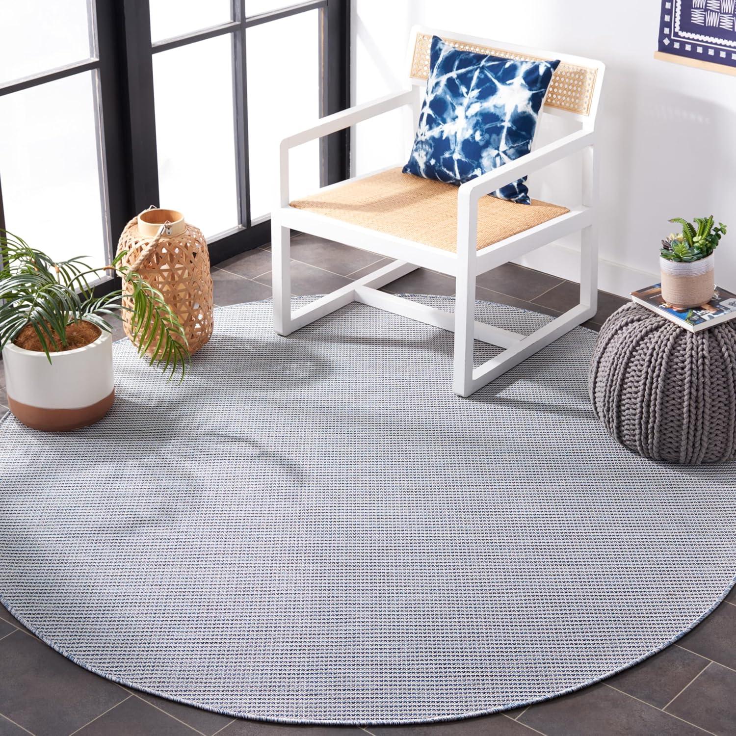imageMartha Stewart x SAFAVIEH Outdoor Area Rug Collection 65quot Round Navy Weather Resistant ampamp Washable Ideal for Patio Backyard Mudroom Deck Dining Space MSR4490NNavy