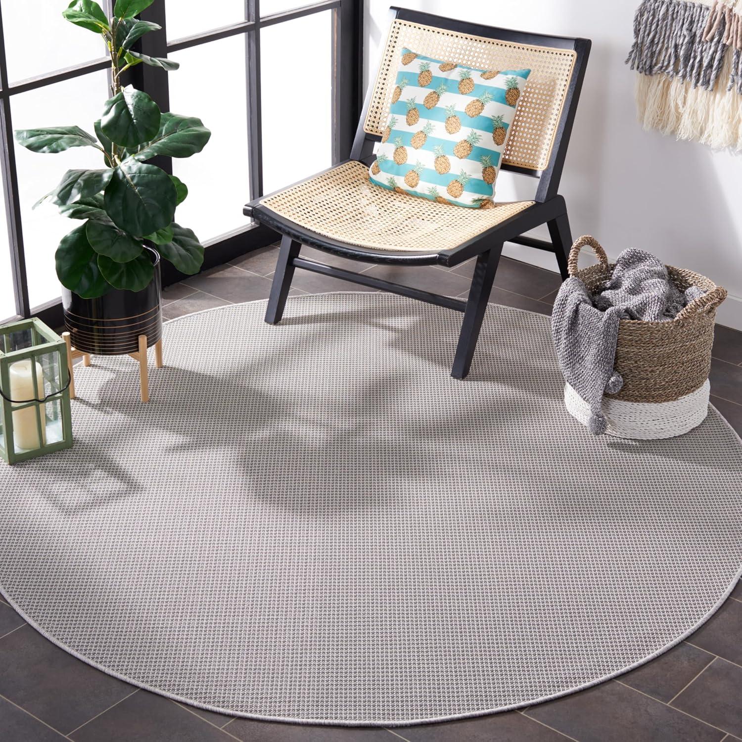 imageMartha Stewart x SAFAVIEH Outdoor Area Rug Collection 65quot Round Navy Weather Resistant ampamp Washable Ideal for Patio Backyard Mudroom Deck Dining Space MSR4490NGrey