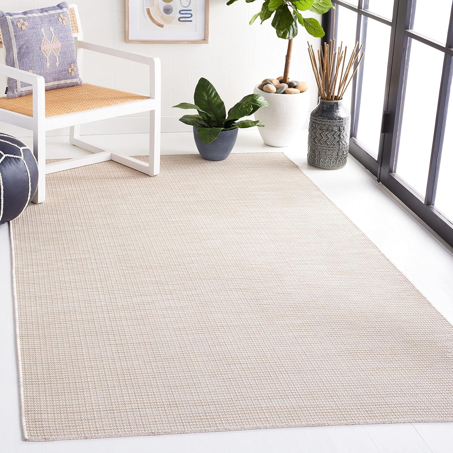 imageMartha Stewart x SAFAVIEH Outdoor Area Rug Collection 65quot Round Navy Weather Resistant ampamp Washable Ideal for Patio Backyard Mudroom Deck Dining Space MSR4490NBeige