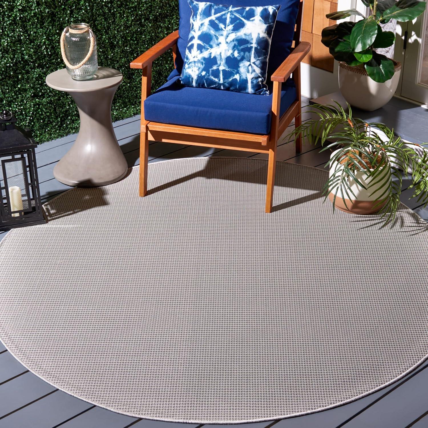 imageMartha Stewart x SAFAVIEH Outdoor Area Rug Collection 65quot Round Navy Weather Resistant ampamp Washable Ideal for Patio Backyard Mudroom Deck Dining Space MSR4490NGrey