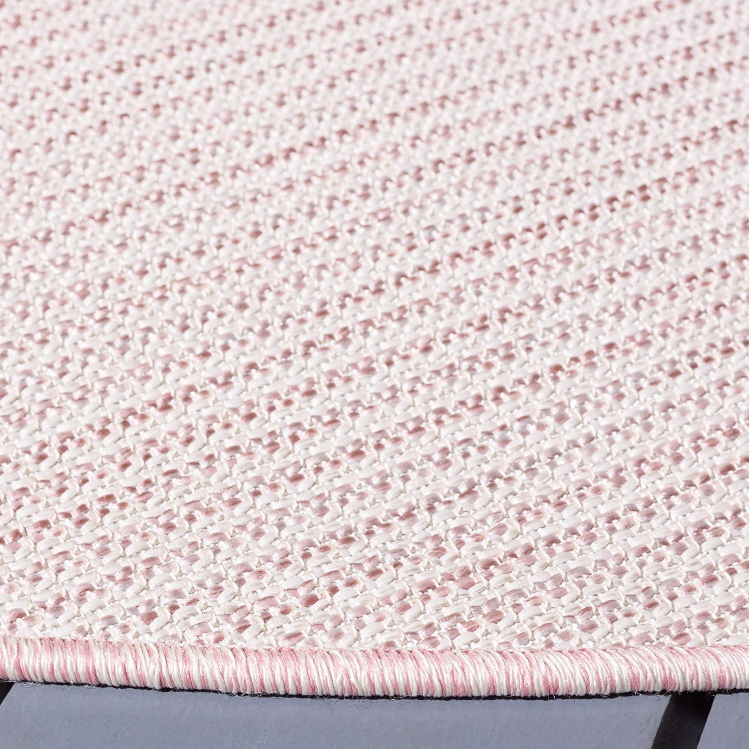 imageMartha Stewart x SAFAVIEH Outdoor Area Rug Collection 65quot Round Navy Weather Resistant ampamp Washable Ideal for Patio Backyard Mudroom Deck Dining Space MSR4490NBeigePink