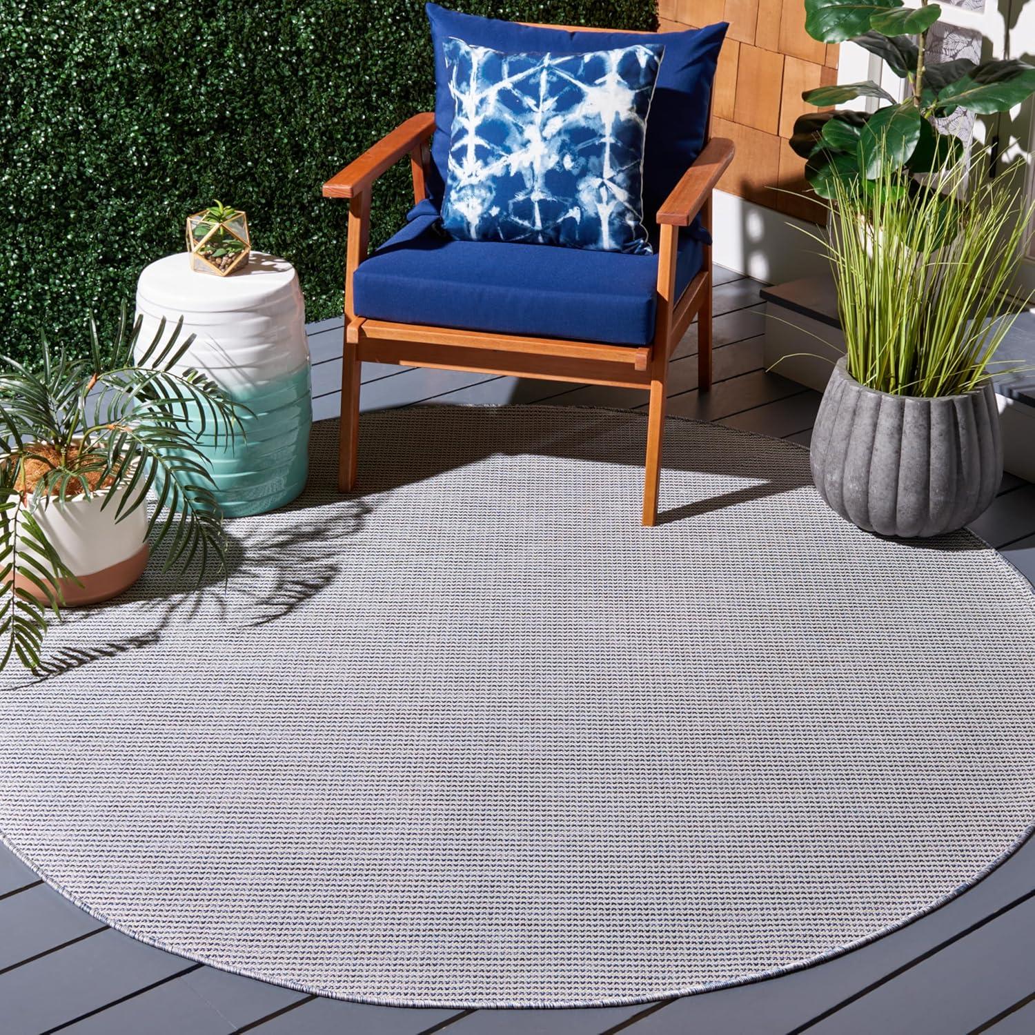imageMartha Stewart x SAFAVIEH Outdoor Area Rug Collection 65quot Round Navy Weather Resistant ampamp Washable Ideal for Patio Backyard Mudroom Deck Dining Space MSR4490NNavy
