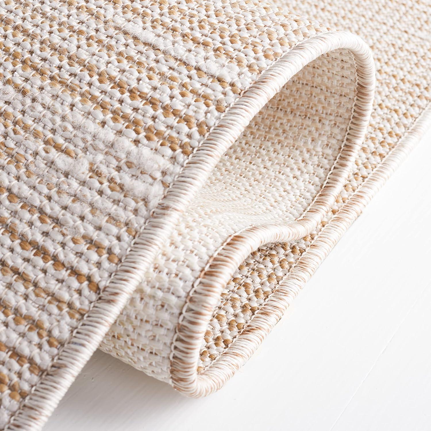 imageMartha Stewart x SAFAVIEH Outdoor Area Rug Collection 65quot Round Navy Weather Resistant ampamp Washable Ideal for Patio Backyard Mudroom Deck Dining Space MSR4490NBeige