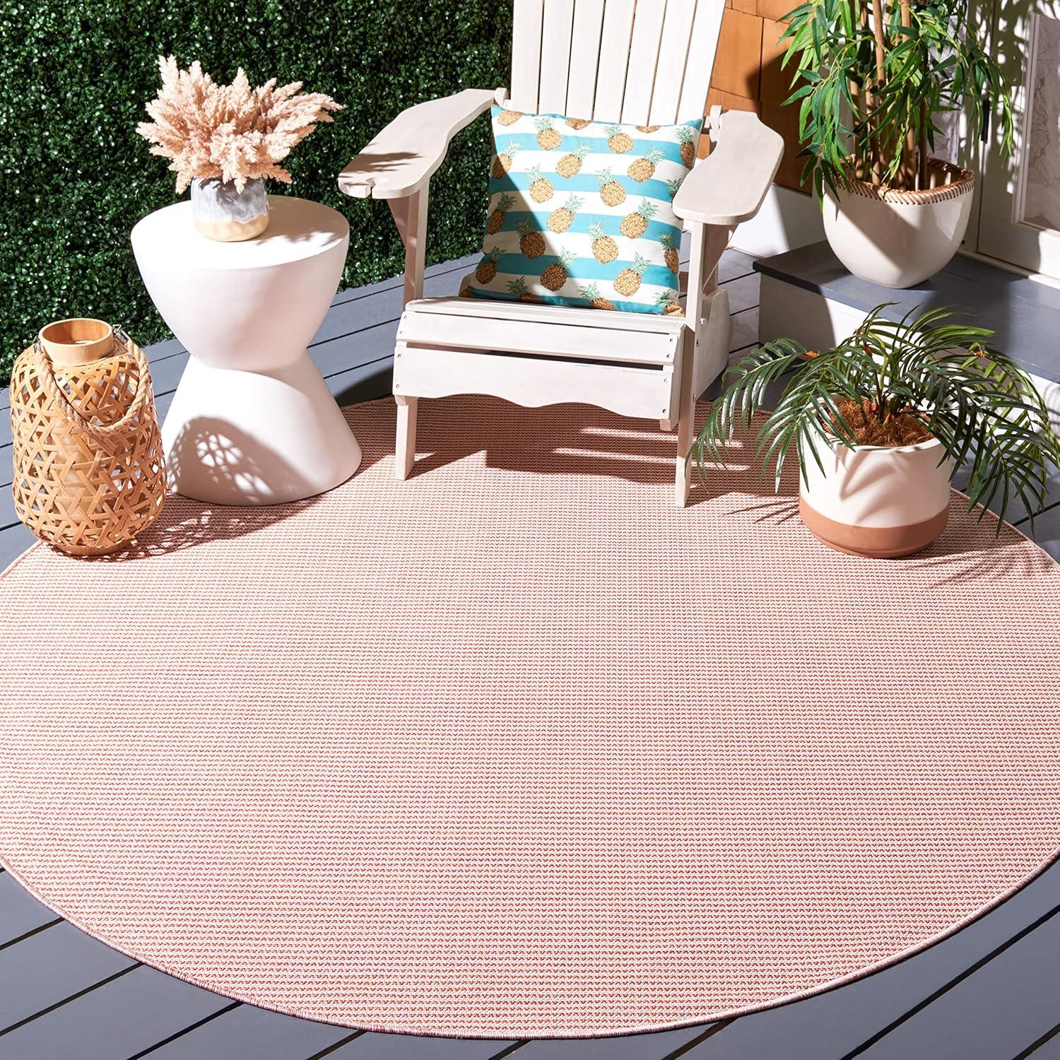 imageMartha Stewart x SAFAVIEH Outdoor Area Rug Collection 65quot Round Navy Weather Resistant ampamp Washable Ideal for Patio Backyard Mudroom Deck Dining Space MSR4490NBeigeTerracotta