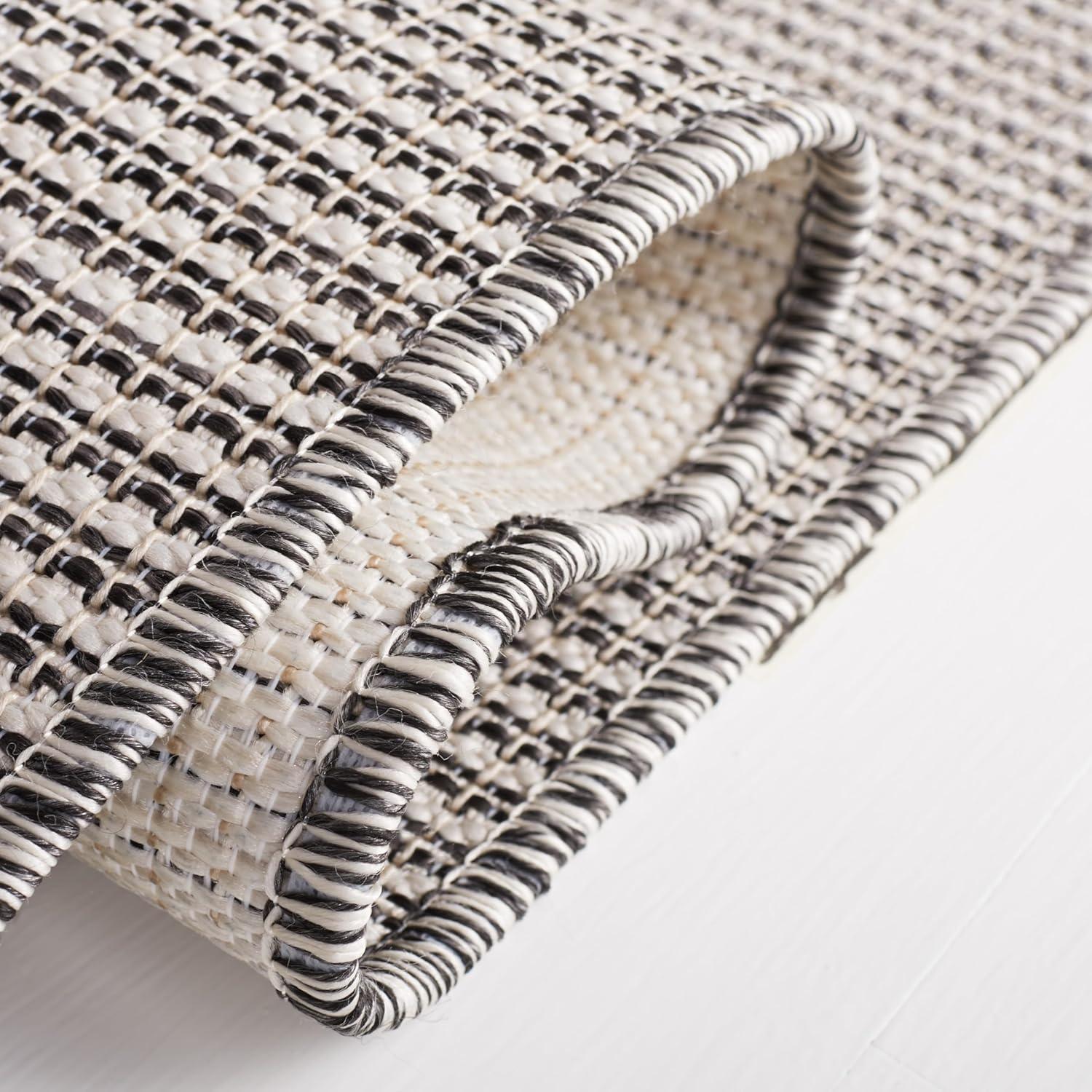 imageMartha Stewart x SAFAVIEH Outdoor Area Rug Collection 65quot Round Navy Weather Resistant ampamp Washable Ideal for Patio Backyard Mudroom Deck Dining Space MSR4490NBeigeBlack