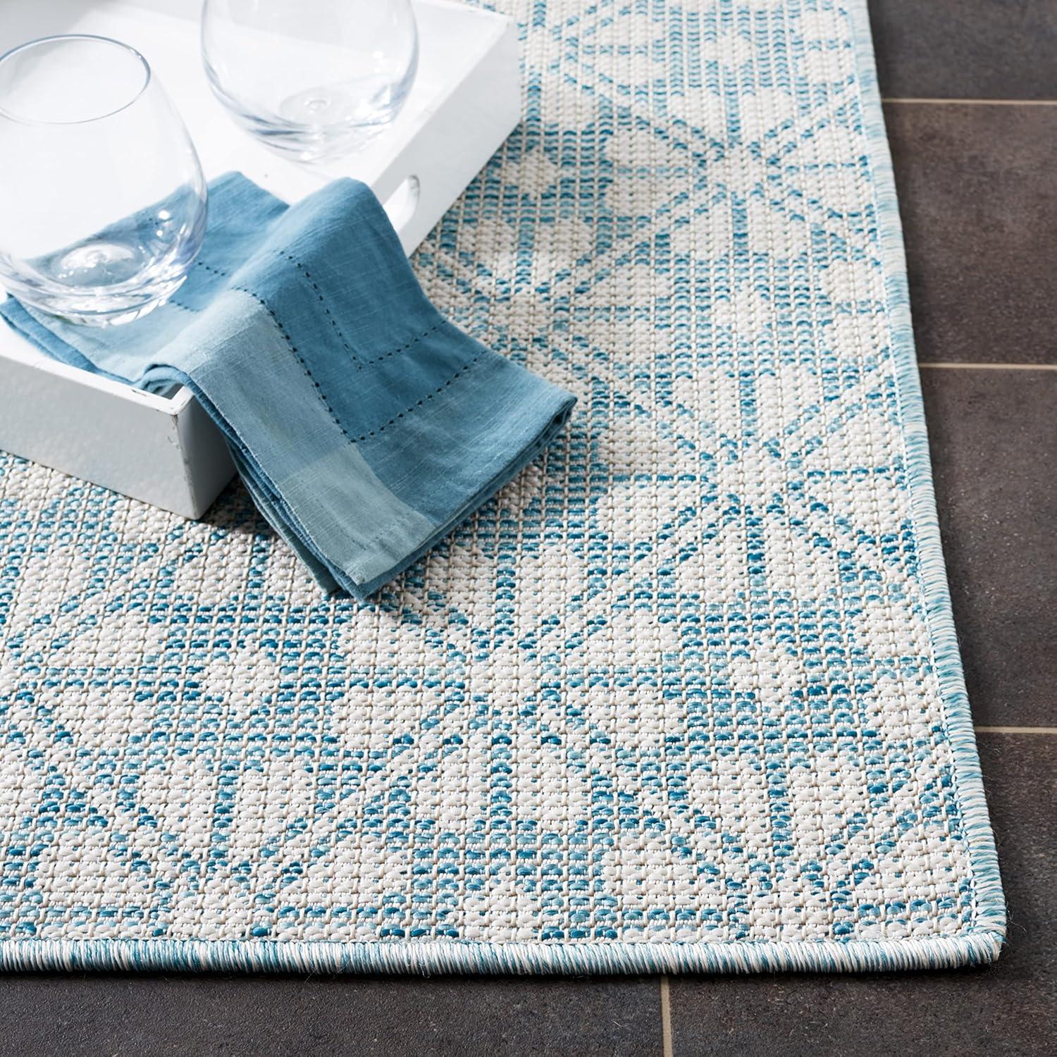 imageMartha Stewart x SAFAVIEH Outdoor Area Rug Collection 8 x 10 Aqua Weather Resistant ampamp Washable Ideal for Patio Backyard Mudroom Deck Dining Space MSR4491J
