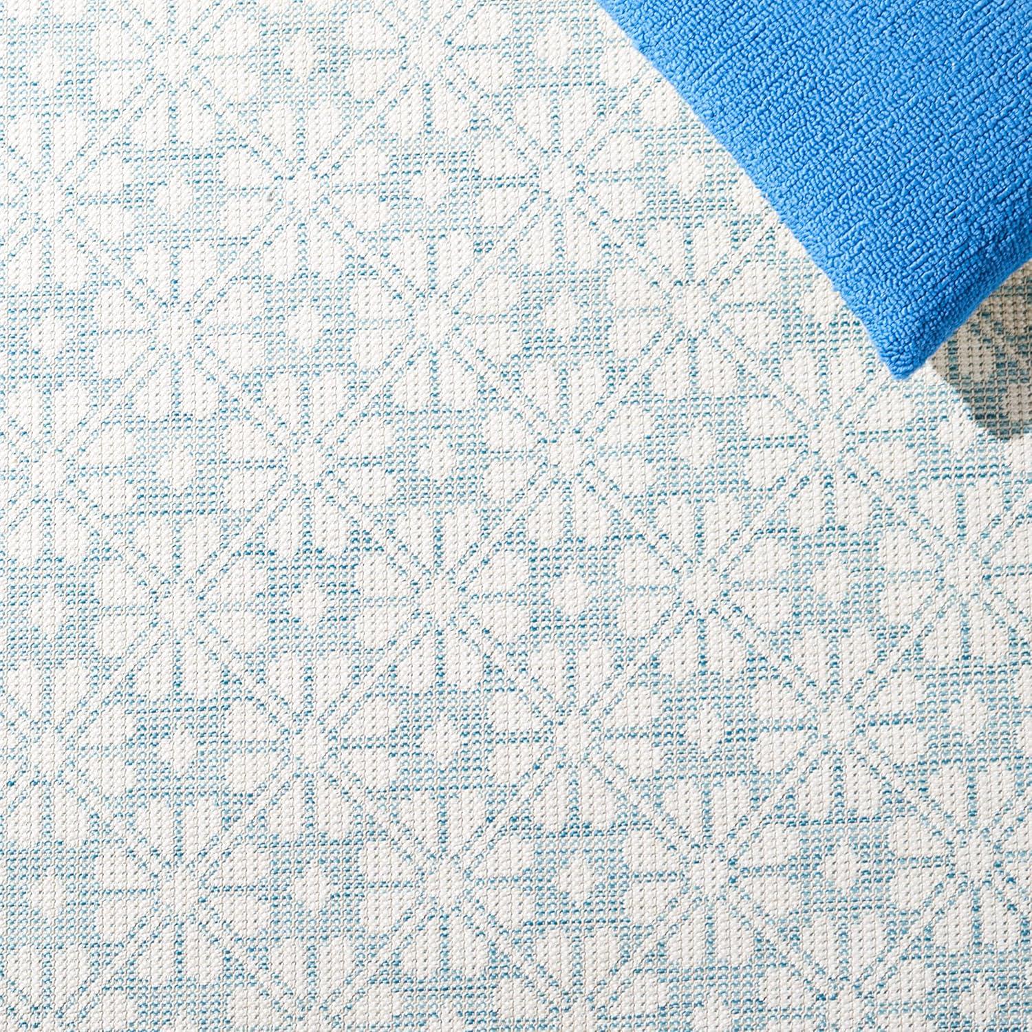 imageMartha Stewart x SAFAVIEH Outdoor Area Rug Collection 8 x 10 Aqua Weather Resistant ampamp Washable Ideal for Patio Backyard Mudroom Deck Dining Space MSR4491J