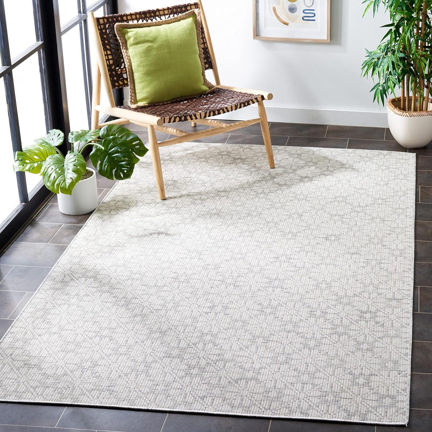 imageMartha Stewart x SAFAVIEH Outdoor Area Rug Collection 8 x 10 Blue ampamp Beige Weather Resistant ampamp Washable Ideal for Patio Backyard Mudroom Deck Dining Space MSR4491MGreyIvory