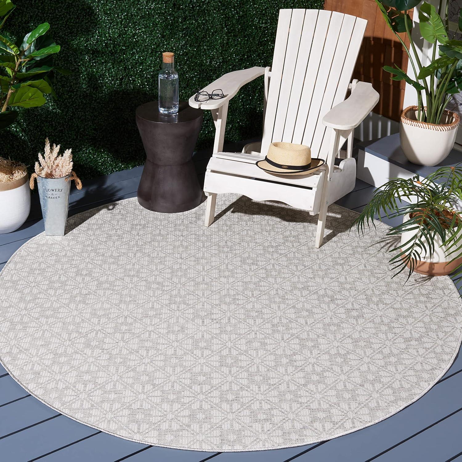 imageMartha Stewart x SAFAVIEH Outdoor Area Rug Collection 8 x 10 Blue ampamp Beige Weather Resistant ampamp Washable Ideal for Patio Backyard Mudroom Deck Dining Space MSR4491MGreyIvory