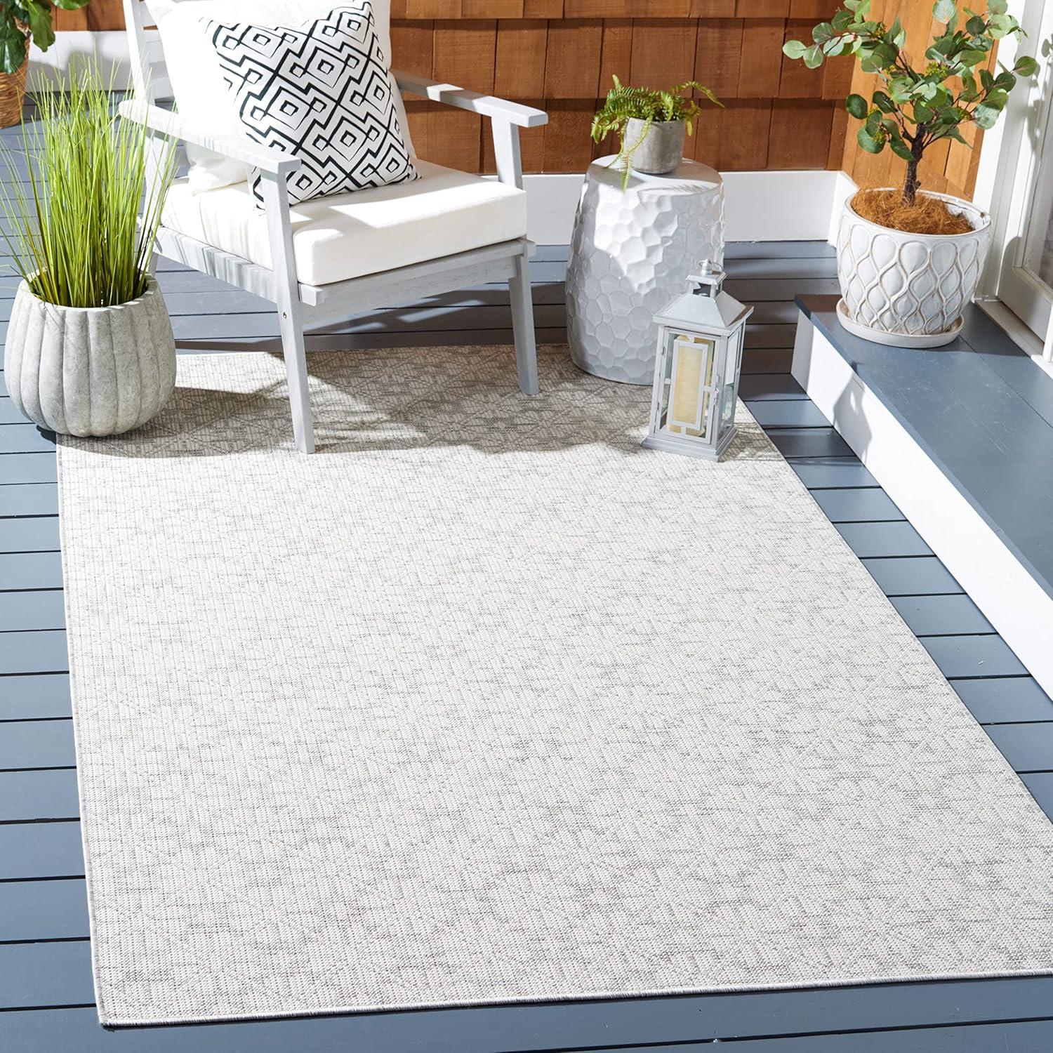 imageMartha Stewart x SAFAVIEH Outdoor Area Rug Collection 8 x 10 Blue ampamp Beige Weather Resistant ampamp Washable Ideal for Patio Backyard Mudroom Deck Dining Space MSR4491MGreyIvory
