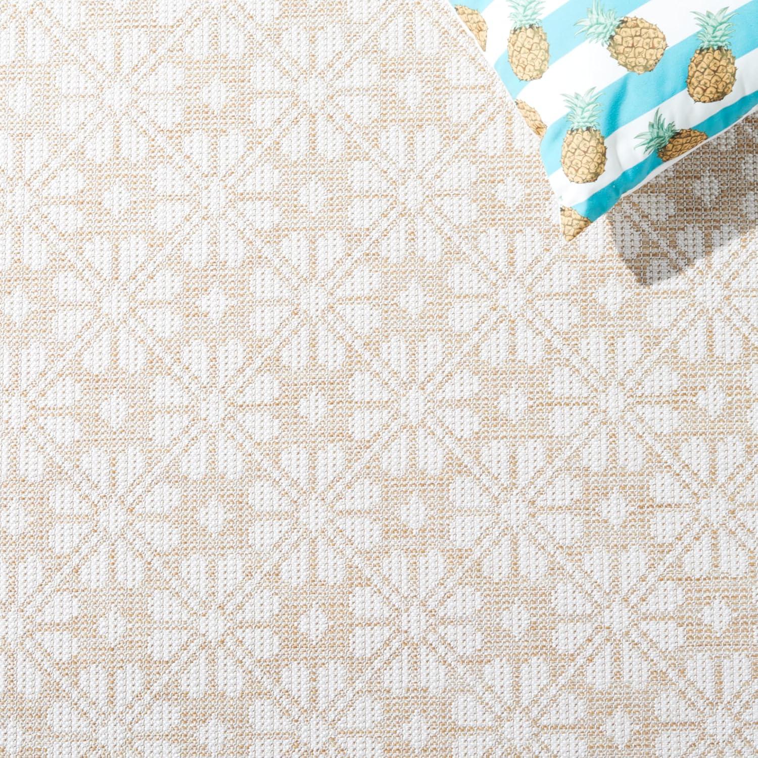 imageMartha Stewart x SAFAVIEH Outdoor Area Rug Collection 8 x 10 Blue ampamp Beige Weather Resistant ampamp Washable Ideal for Patio Backyard Mudroom Deck Dining Space MSR4491MBeigeIvory