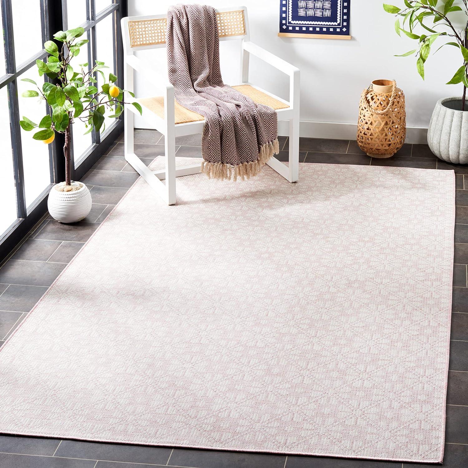 imageMartha Stewart x SAFAVIEH Outdoor Area Rug Collection 8 x 10 Blue ampamp Beige Weather Resistant ampamp Washable Ideal for Patio Backyard Mudroom Deck Dining Space MSR4491MPinkIvory