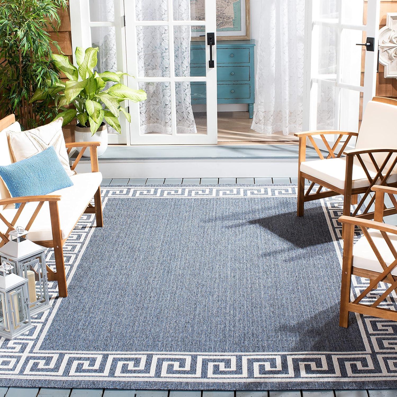 imageMartha Stewart x SAFAVIEH Outdoor Area Rug Collection 8 x 10 Grey Weather Resistant ampamp Washable Ideal for Patio Backyard Mudroom Deck Dining Space MSRO331FGreyCream