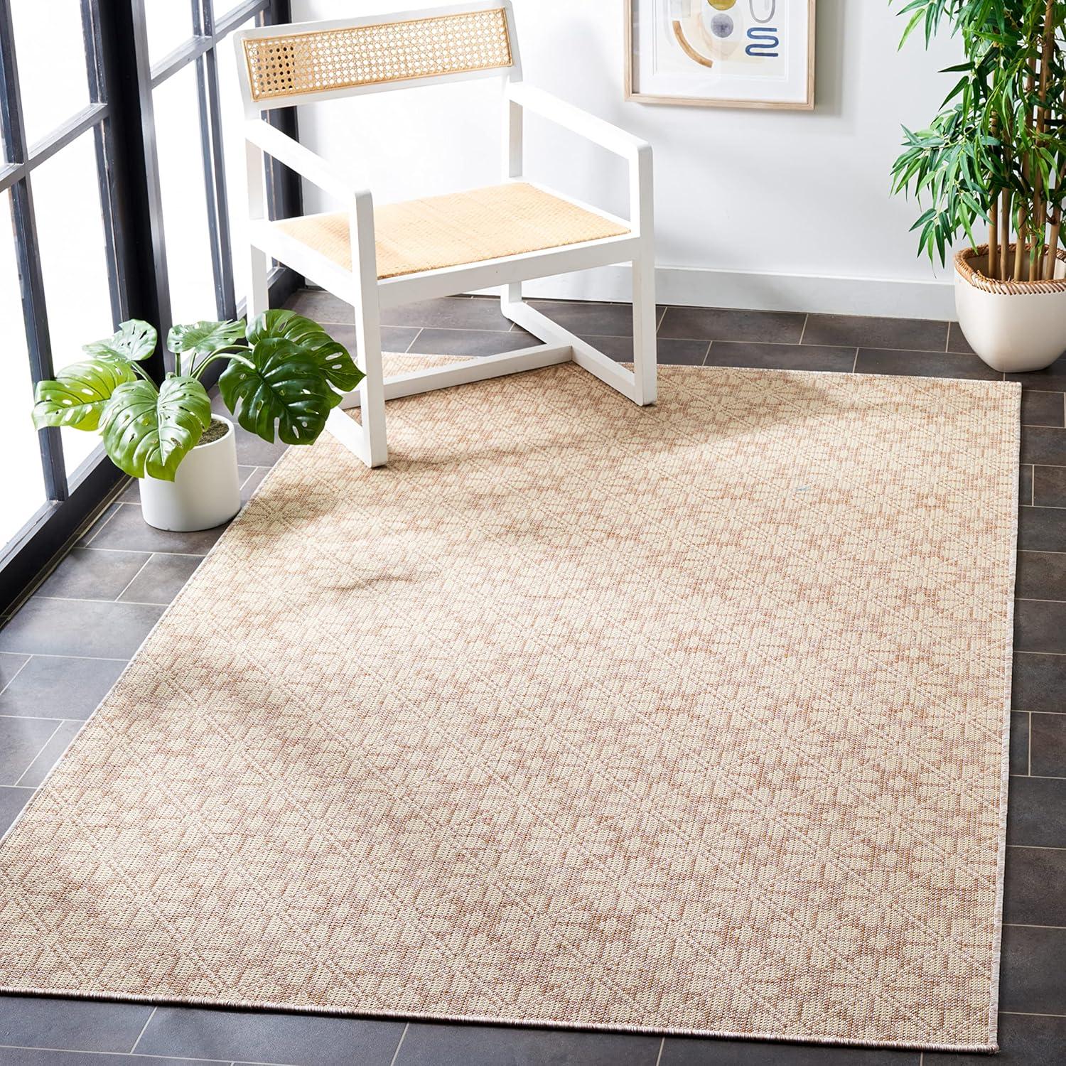 imageMartha Stewart x SAFAVIEH Outdoor Area Rug Collection 8 x 10 Grey ampamp Ivory Weather Resistant ampamp Washable Ideal for Patio Backyard Mudroom Deck Dining Space MSR4491FNaturalBeige