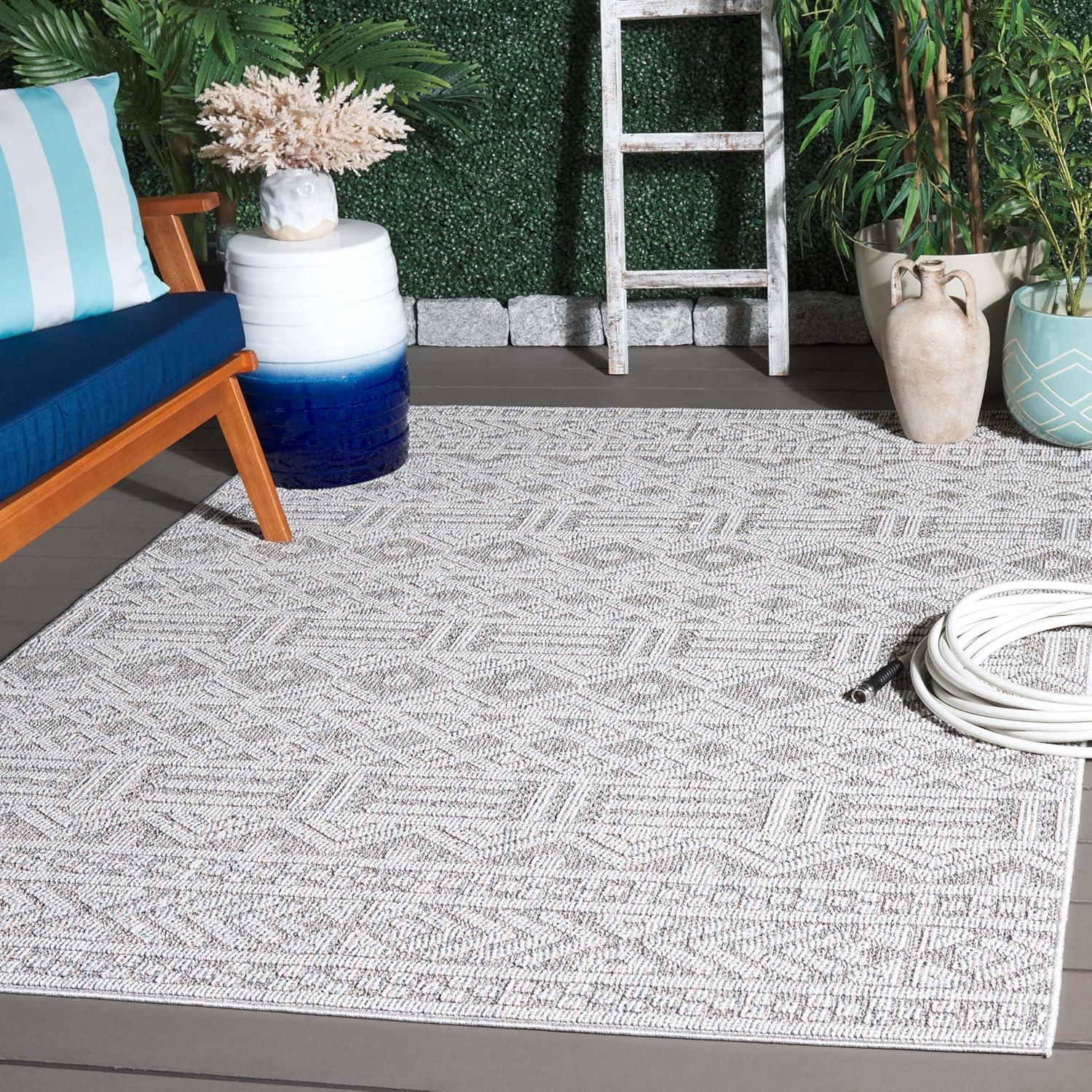 imageMartha Stewart x SAFAVIEH Outdoor Area Rug Collection 8 x 10 Grey ampamp Light Grey Weather Resistant ampamp Washable Ideal for Patio Backyard Mudroom Deck Dining Space MSRO226FGreyLight Grey