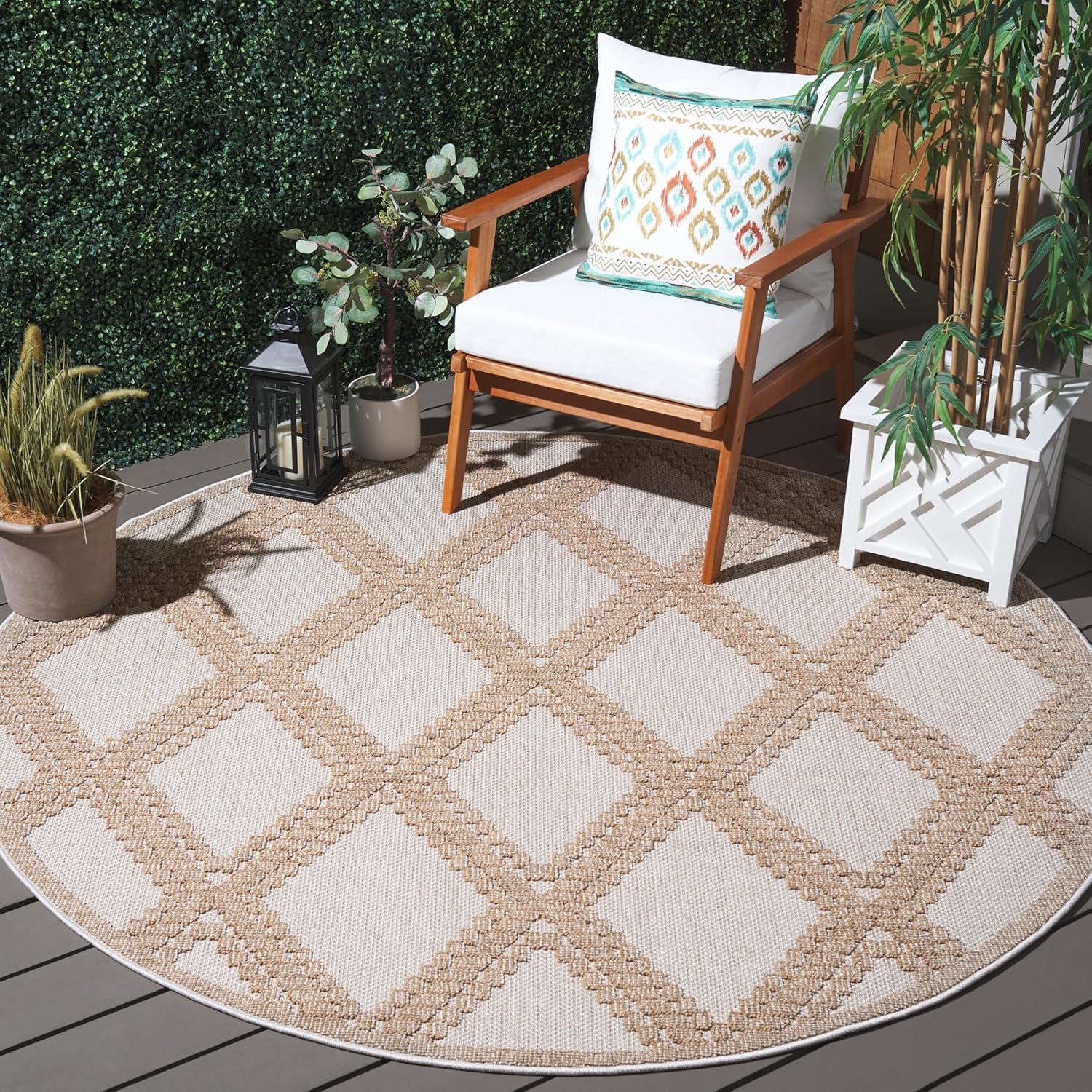 imageMartha Stewart x SAFAVIEH Outdoor Area Rug Collection 8 x 10 Grey ampamp Light Grey Weather Resistant ampamp Washable Ideal for Patio Backyard Mudroom Deck Dining Space MSRO226FBeigeBrown