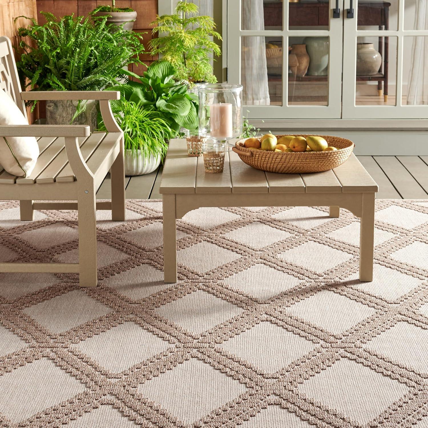 imageMartha Stewart x SAFAVIEH Outdoor Area Rug Collection 8 x 10 Grey ampamp Light Grey Weather Resistant ampamp Washable Ideal for Patio Backyard Mudroom Deck Dining Space MSRO226FBeigeBrown