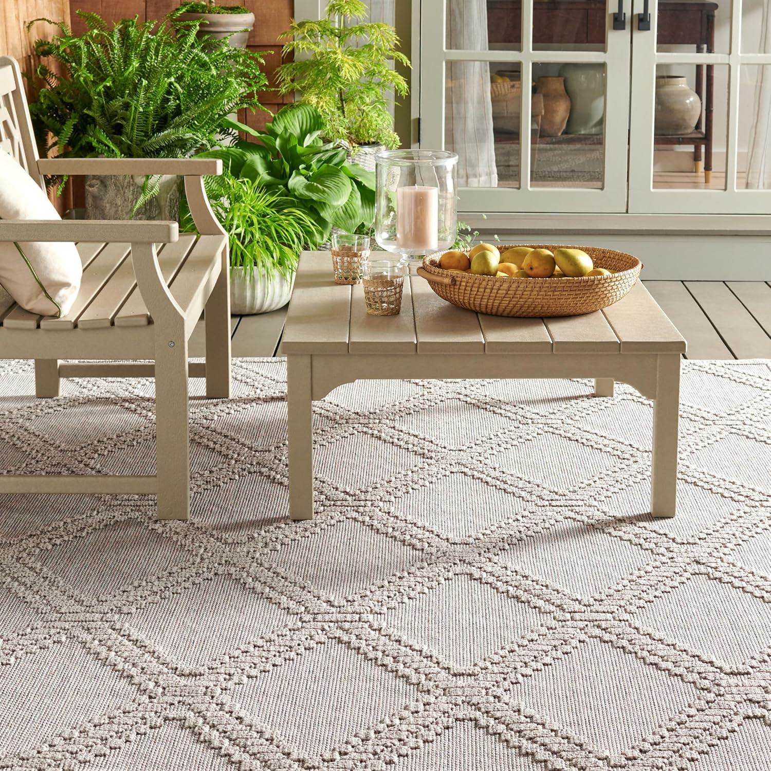 imageMartha Stewart x SAFAVIEH Outdoor Area Rug Collection 8 x 10 Grey ampamp Light Grey Weather Resistant ampamp Washable Ideal for Patio Backyard Mudroom Deck Dining Space MSRO226FGreyLight Grey