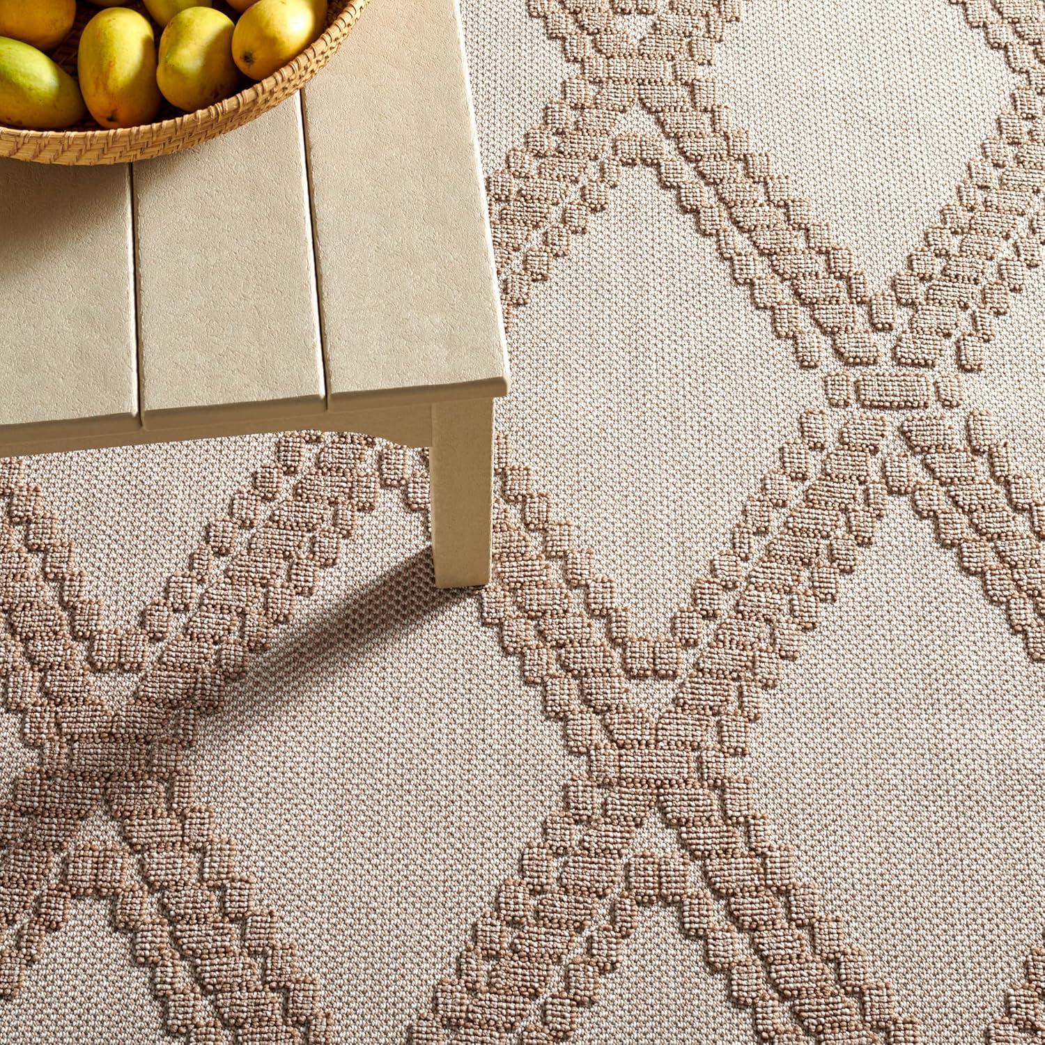 imageMartha Stewart x SAFAVIEH Outdoor Area Rug Collection 8 x 10 Grey ampamp Light Grey Weather Resistant ampamp Washable Ideal for Patio Backyard Mudroom Deck Dining Space MSRO226FBeigeBrown