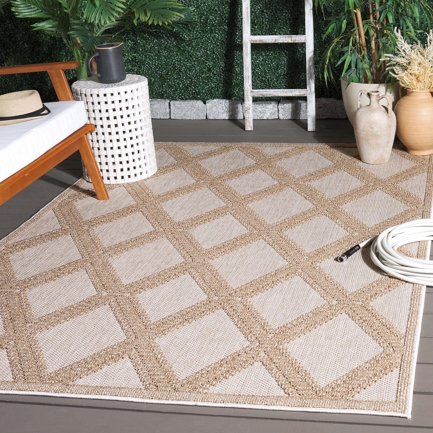 imageMartha Stewart x SAFAVIEH Outdoor Area Rug Collection 8 x 10 Grey ampamp Light Grey Weather Resistant ampamp Washable Ideal for Patio Backyard Mudroom Deck Dining Space MSRO226FBeigeBrown
