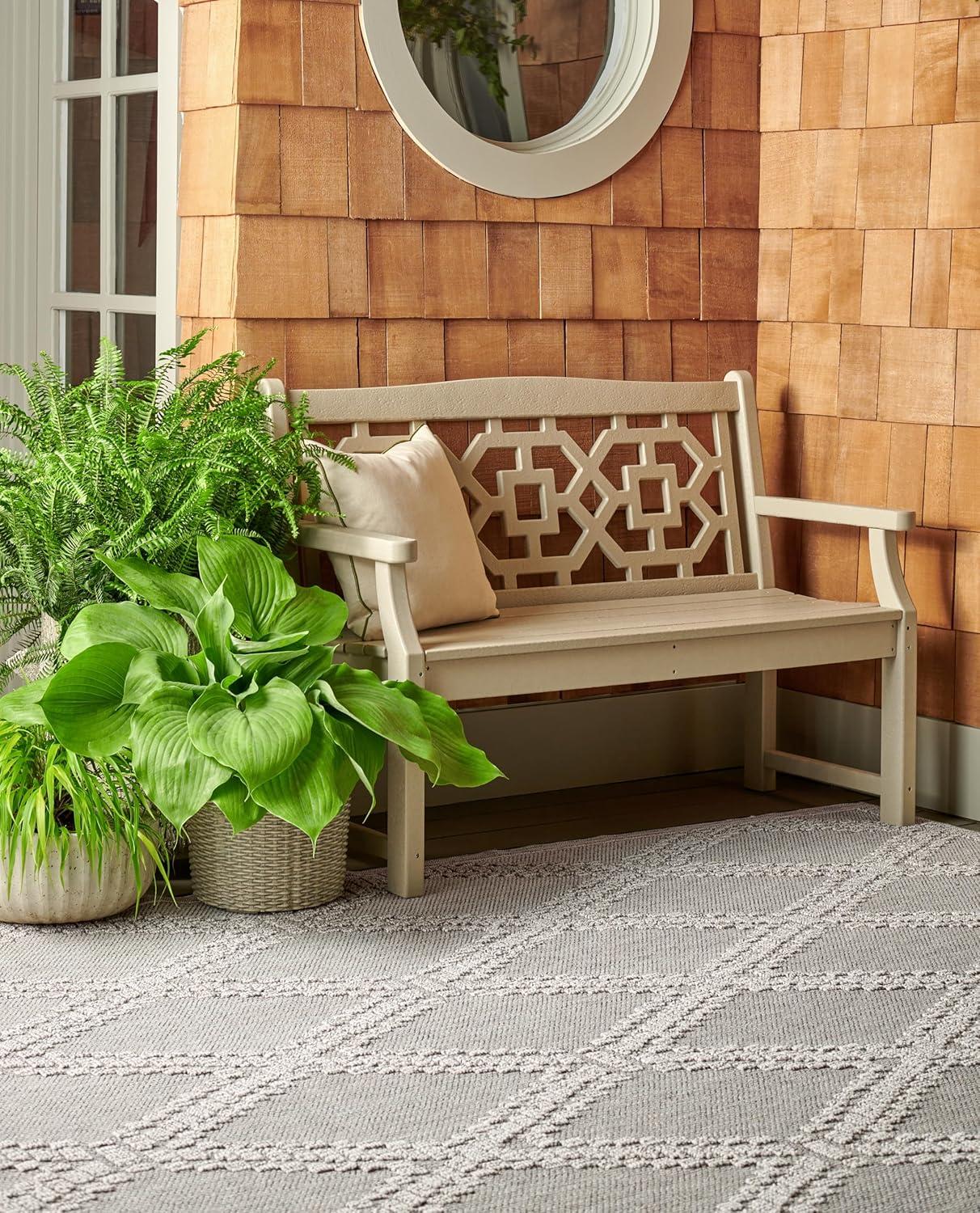 imageMartha Stewart x SAFAVIEH Outdoor Area Rug Collection 8 x 10 Grey ampamp Light Grey Weather Resistant ampamp Washable Ideal for Patio Backyard Mudroom Deck Dining Space MSRO226FGreyLight Grey