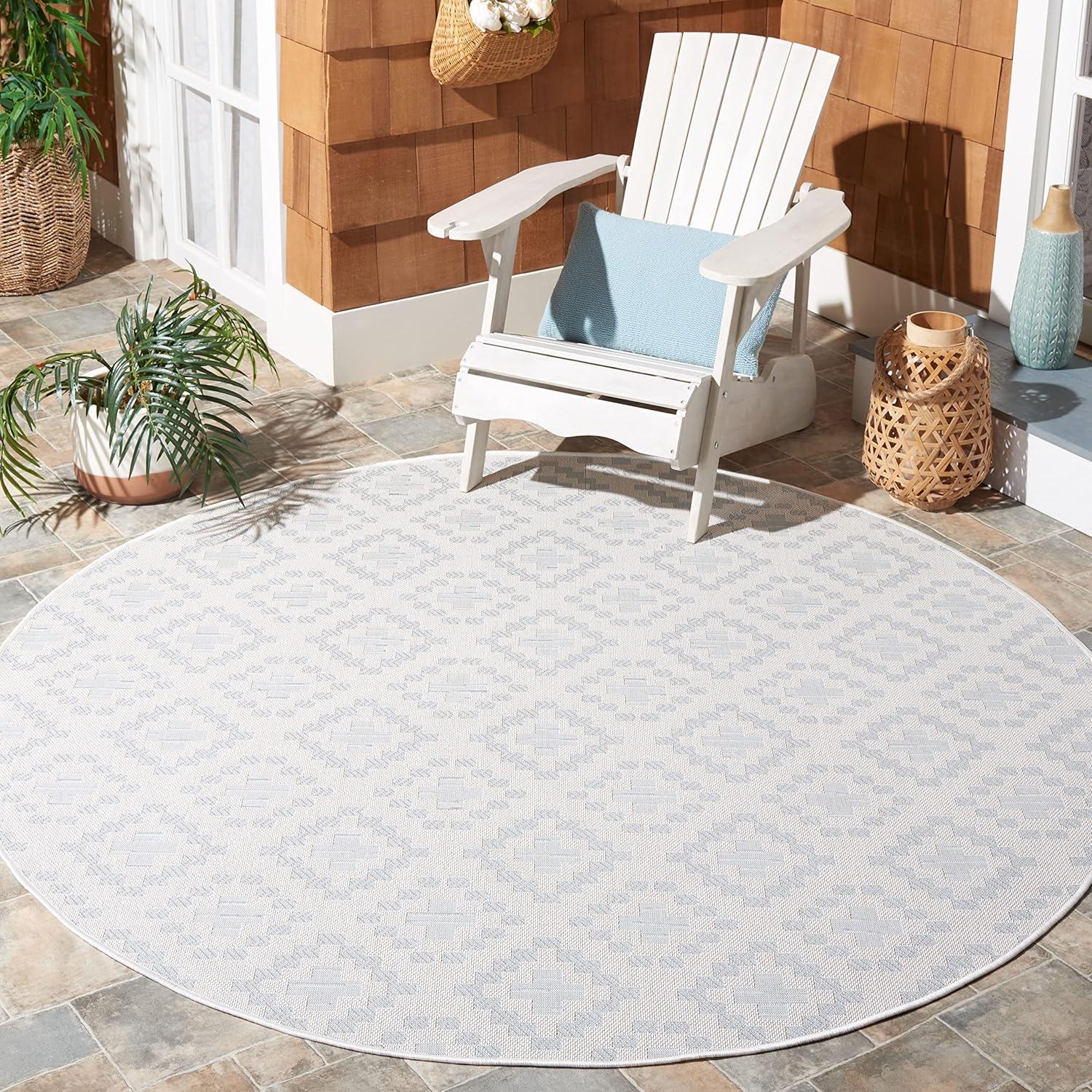 imageMartha Stewart x SAFAVIEH Outdoor Area Rug Collection 8 x 10 Ivory ampamp Grey Weather Resistant ampamp Washable Ideal for Patio Backyard Mudroom Deck Dining Space MSRO307FIvoryGrey
