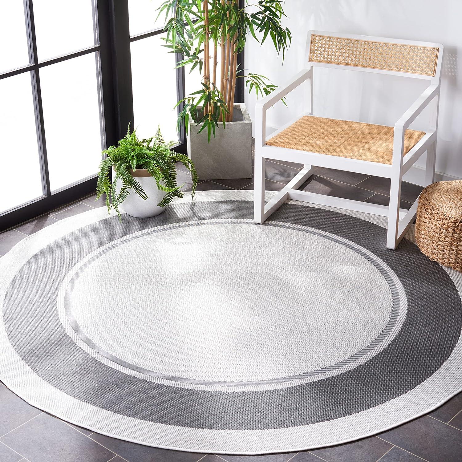 imageMartha Stewart x SAFAVIEH Outdoor Area Rug Collection 8 x 10 Ivory ampamp Grey Weather Resistant ampamp Washable Ideal for Patio Backyard Mudroom Deck Dining Space MSRO317FIvoryGrey