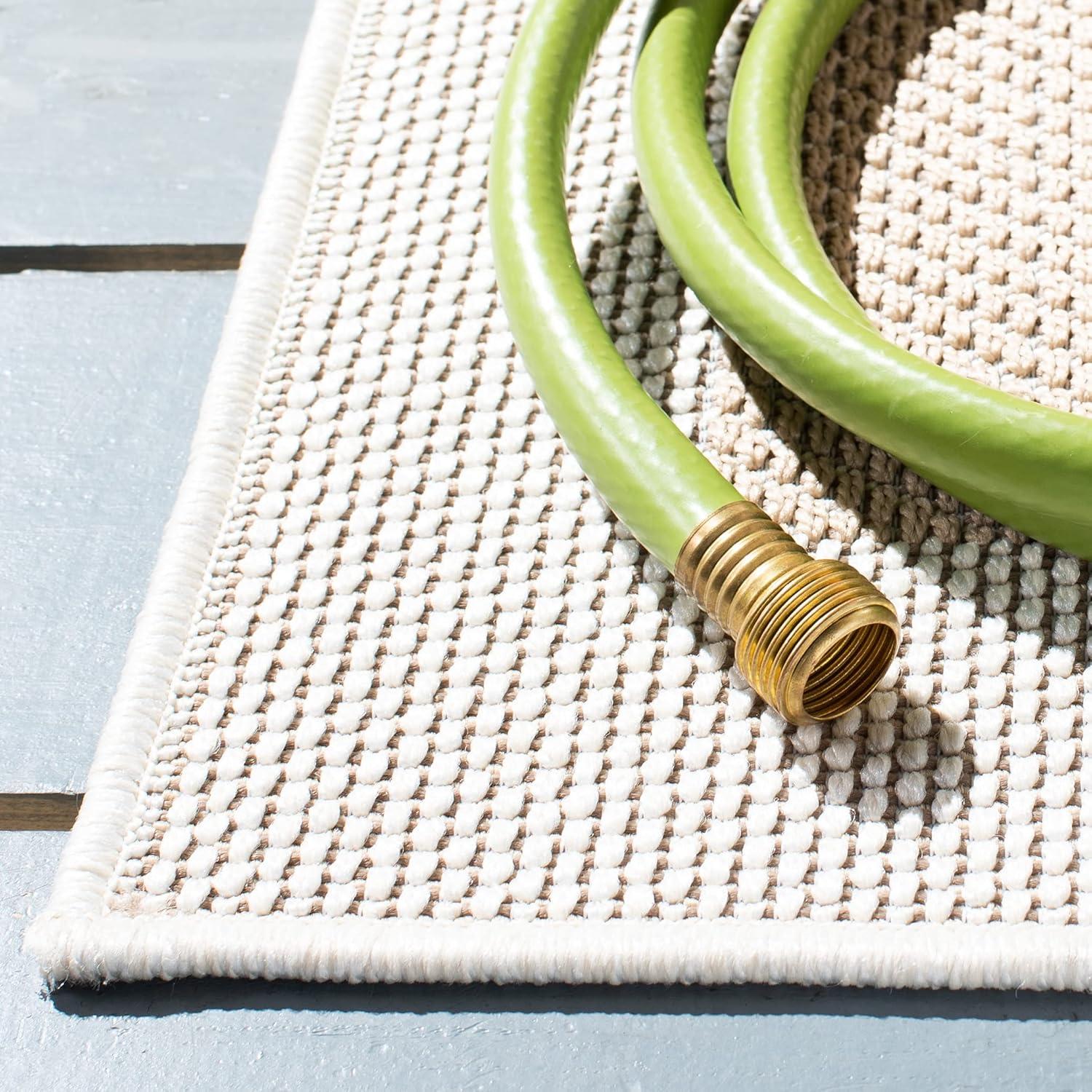 imageMartha Stewart x SAFAVIEH Outdoor Area Rug Collection 8 x 10 Ivory ampamp Grey Weather Resistant ampamp Washable Ideal for Patio Backyard Mudroom Deck Dining Space MSRO317FIvoryBeige